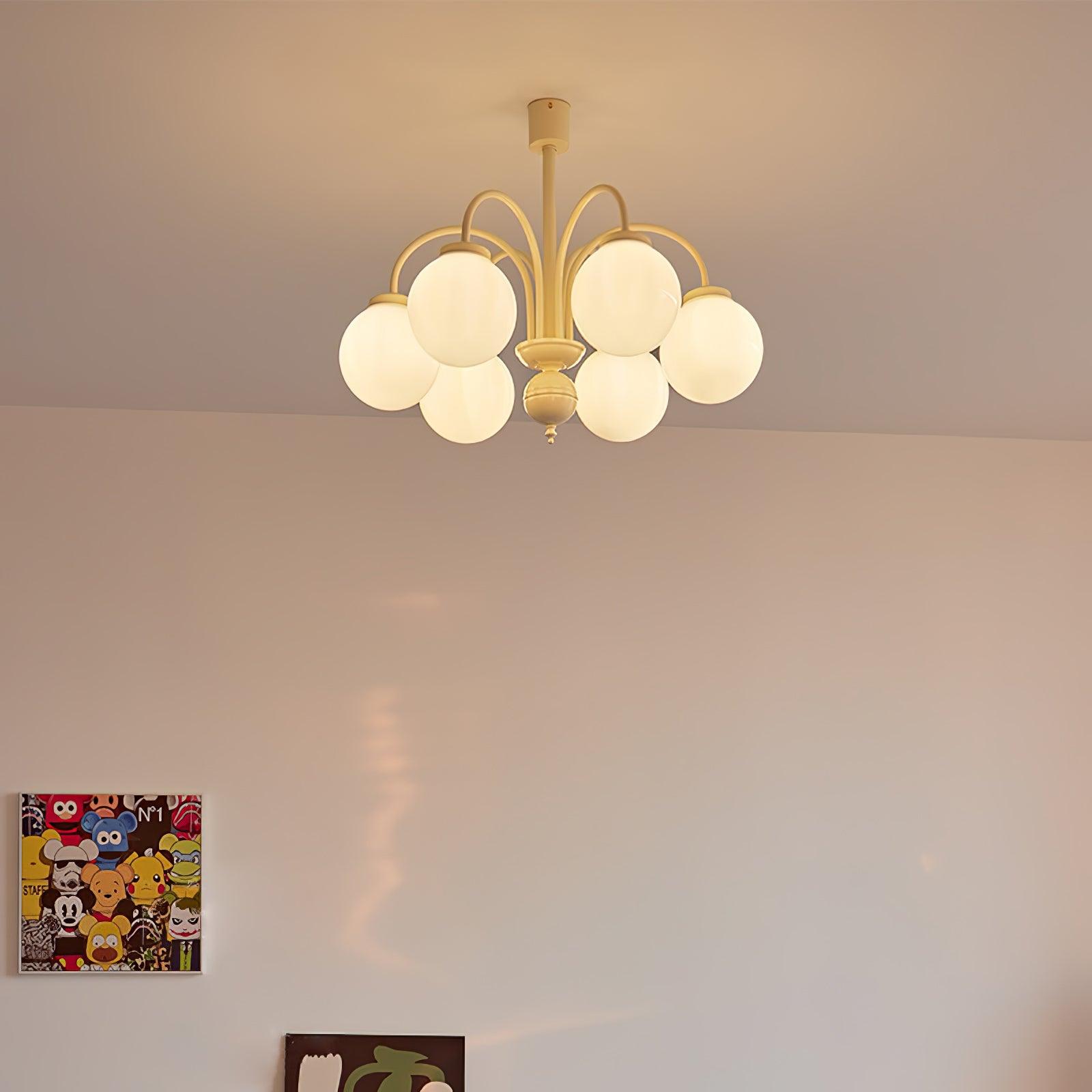 Cream Glass Sphere Chandelier - Letslighting