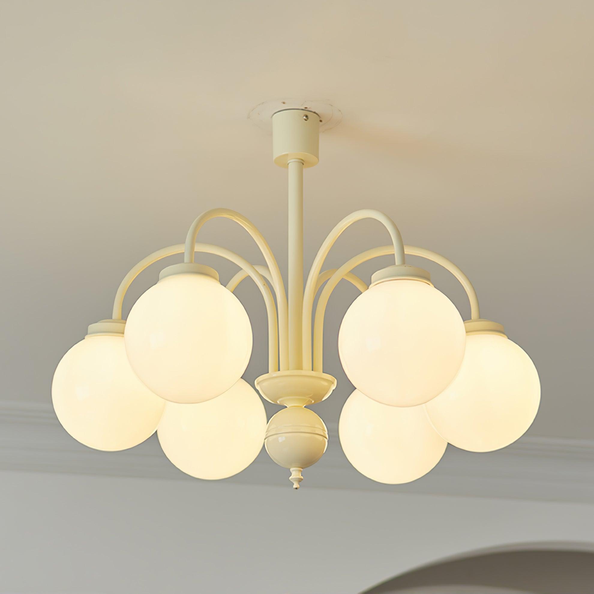 Cream Glass Sphere Chandelier - Letslighting