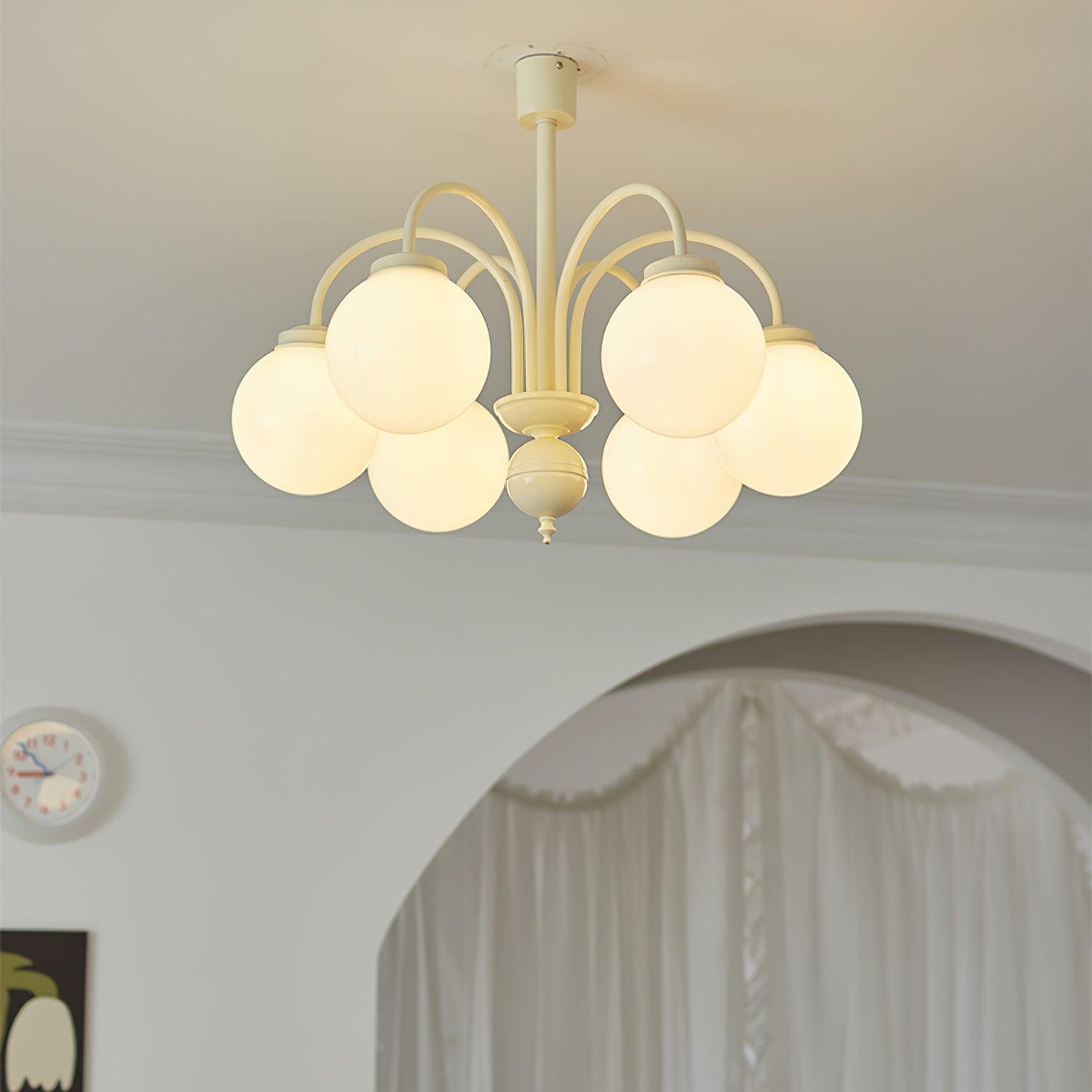 Cream Glass Sphere Chandelier - Letslighting