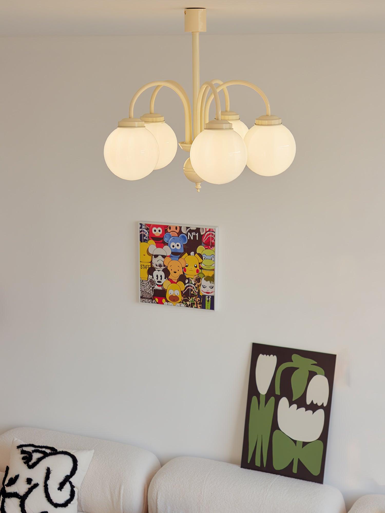 Cream Glass Sphere Chandelier - Letslighting