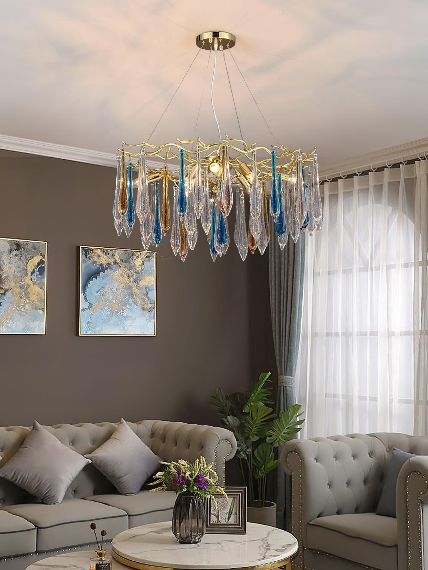 Aurora Chandelier Teardrop Glass Luxe - Letslighting