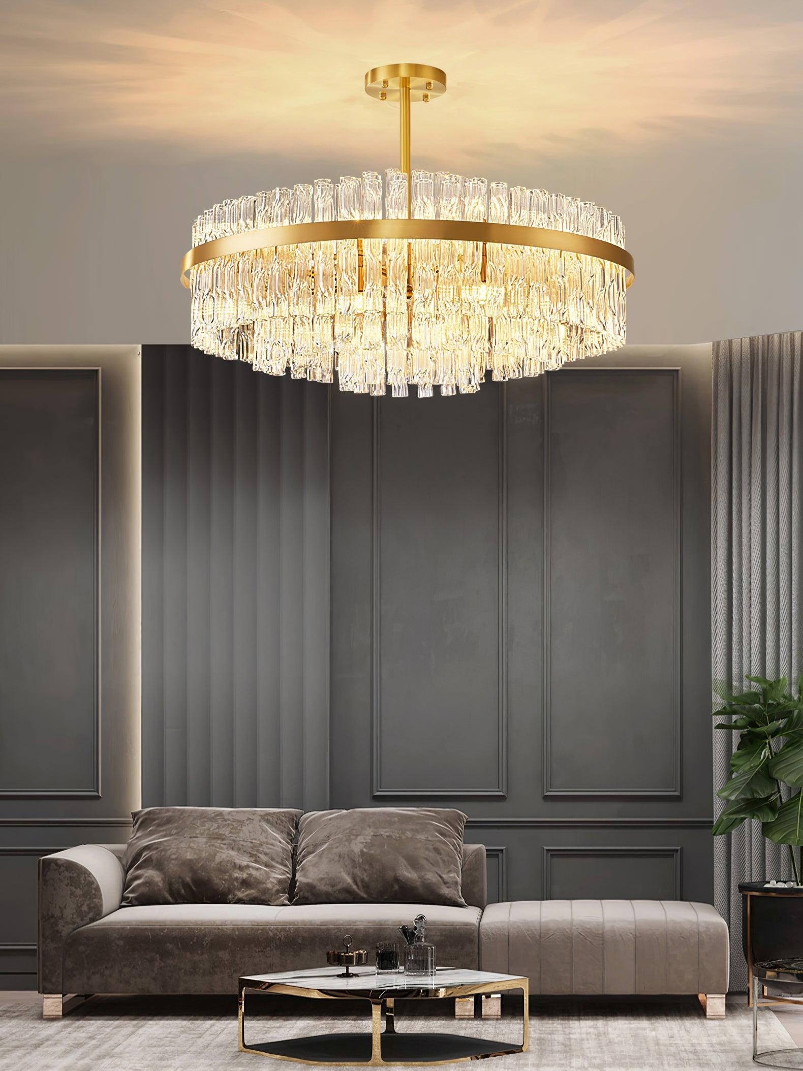 Gold & Clear Rod Chandelier - Letslighting
