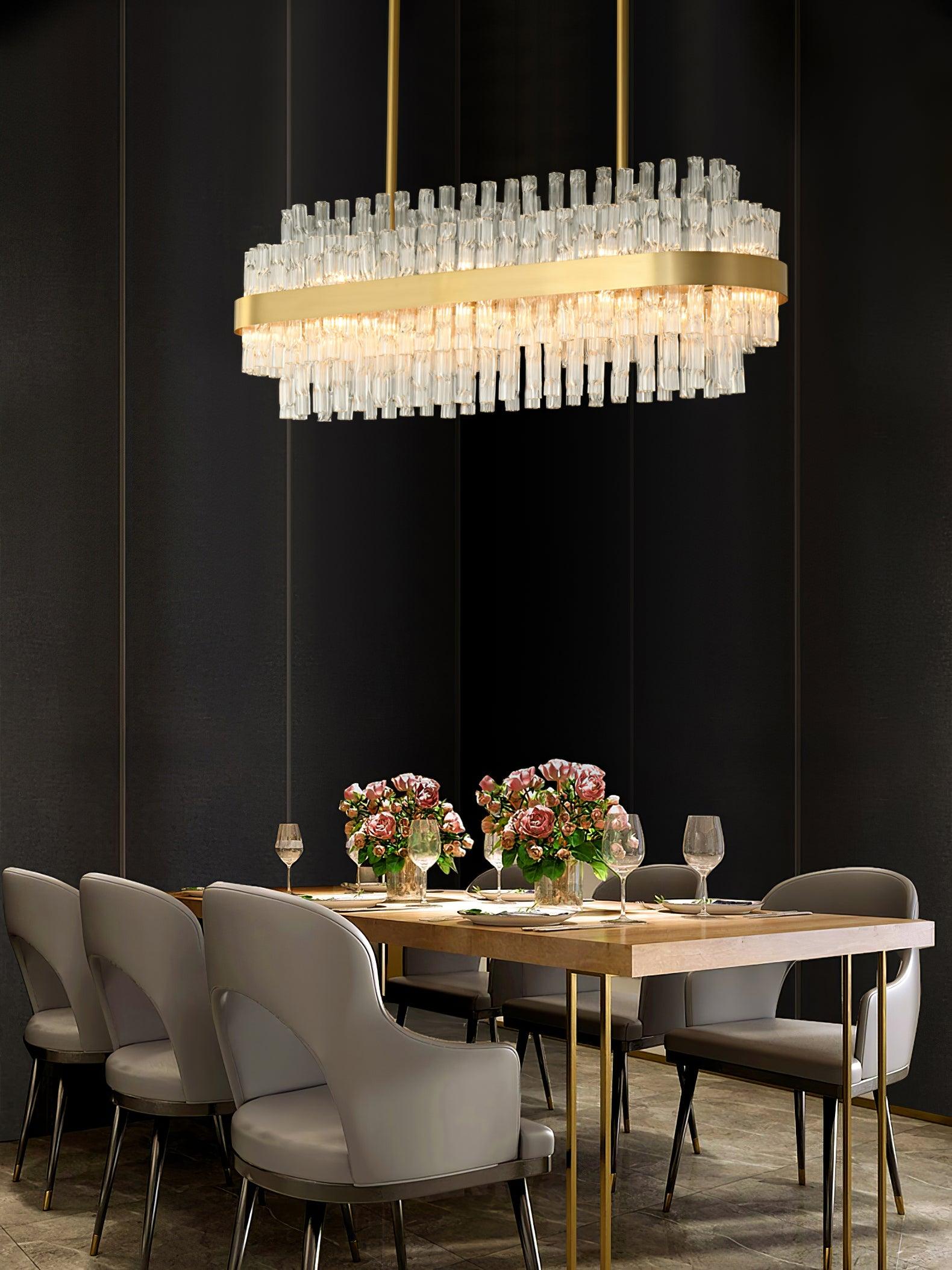 Gold & Clear Rod Chandelier - Letslighting
