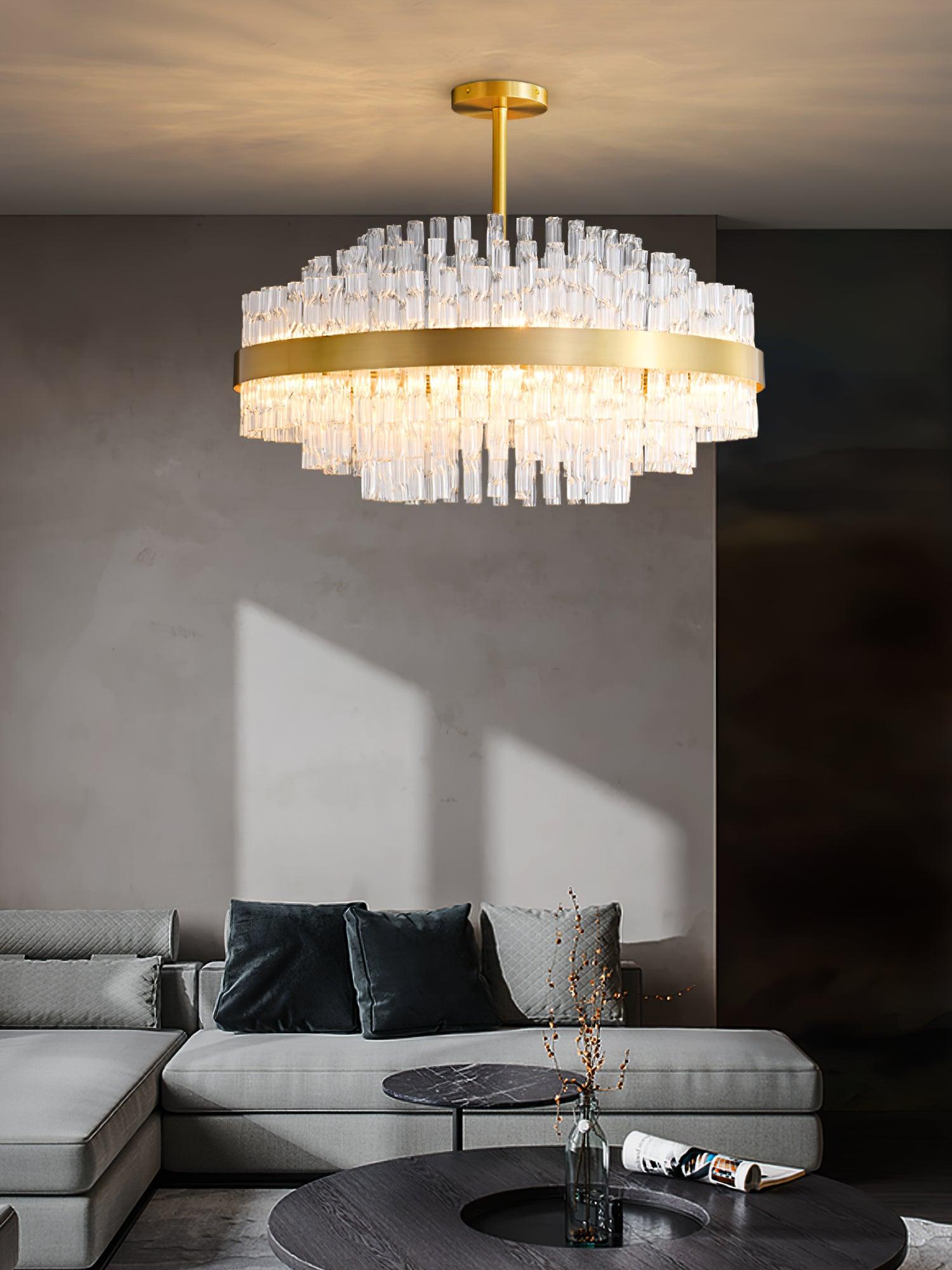 Gold & Clear Rod Chandelier - Letslighting