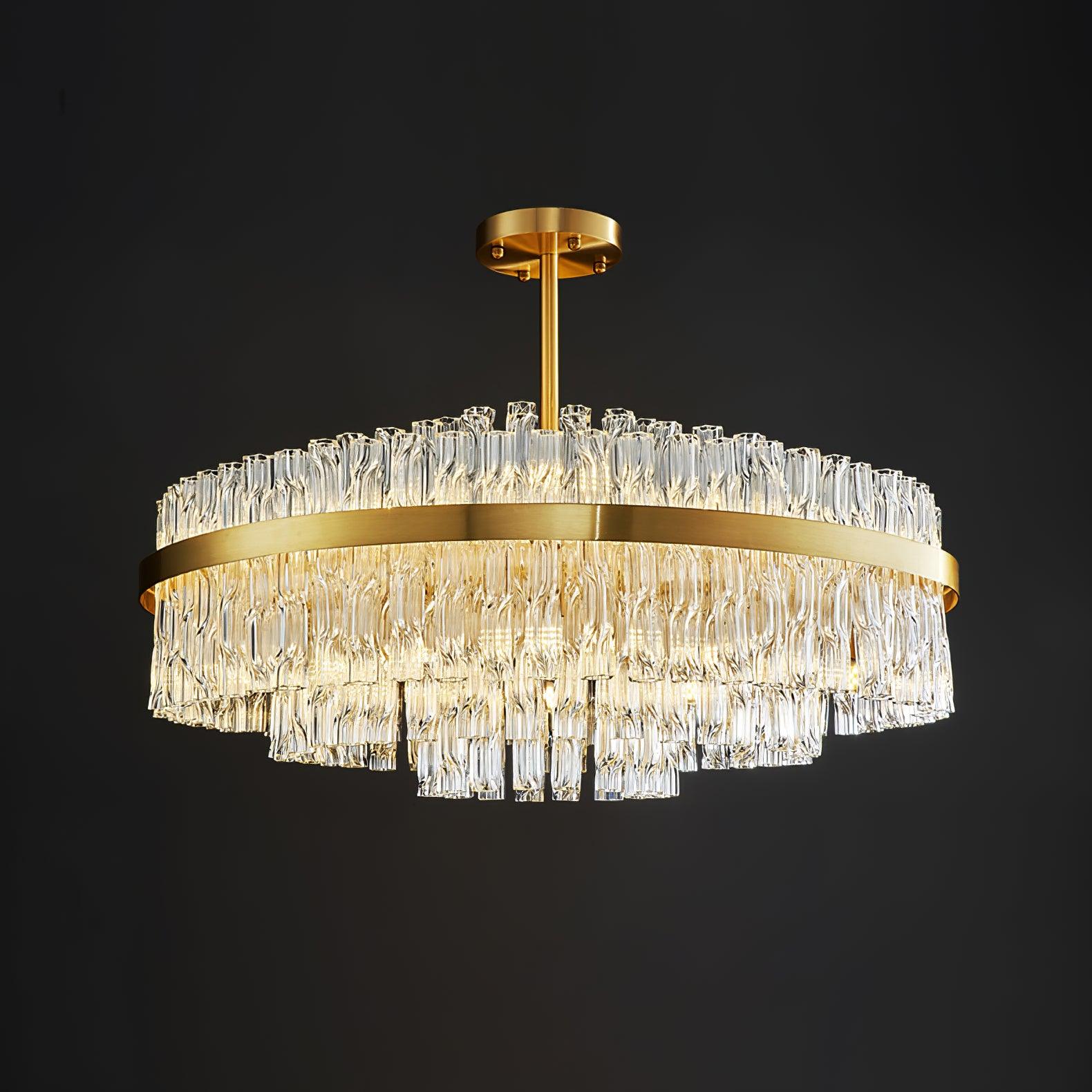 Gold & Clear Rod Chandelier - Letslighting