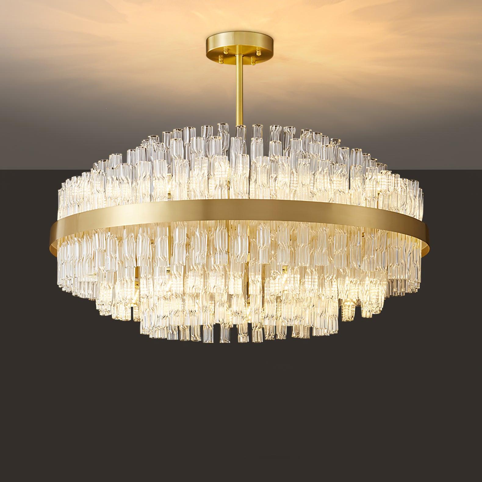 Gold & Clear Rod Chandelier - Letslighting