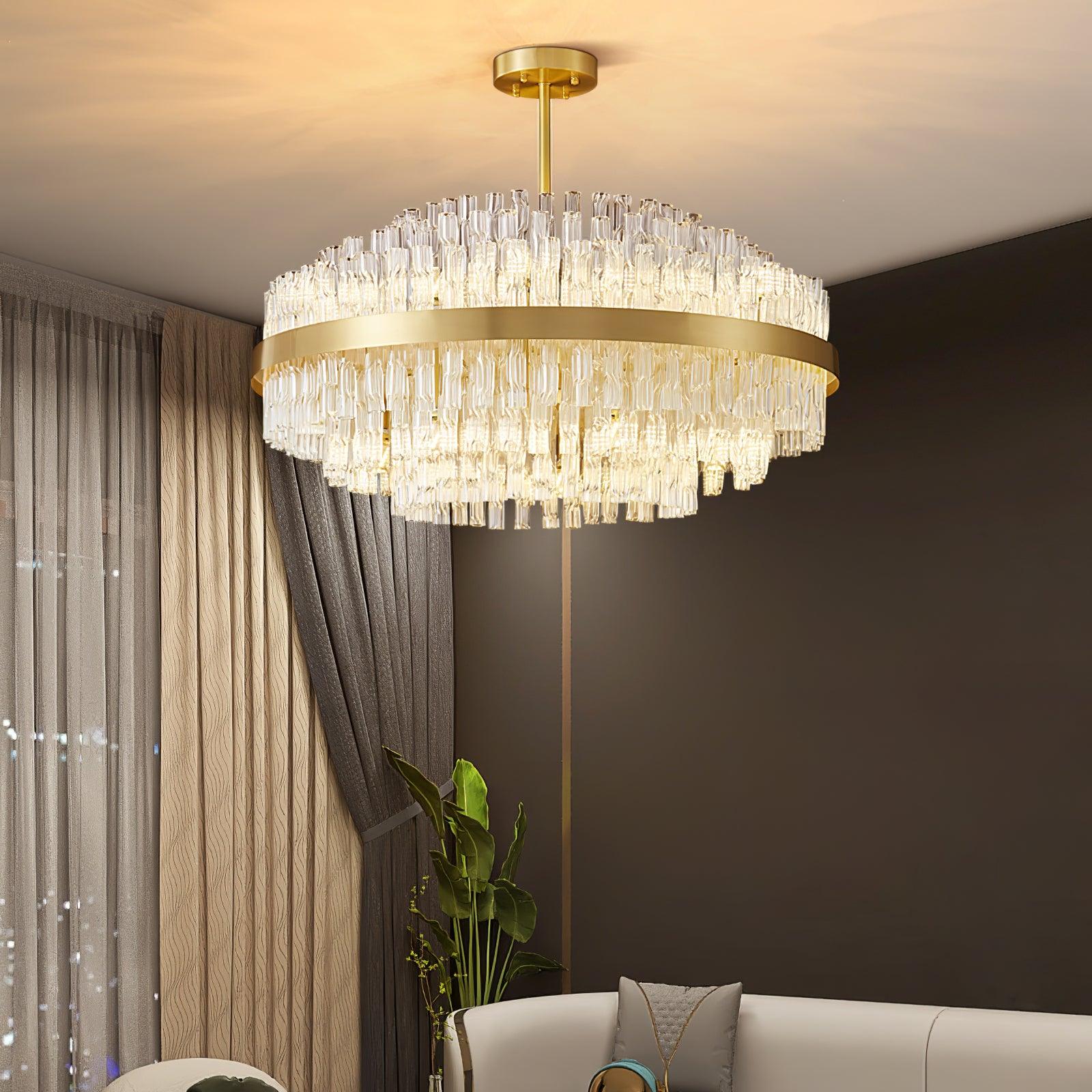 Gold & Clear Rod Chandelier - Letslighting