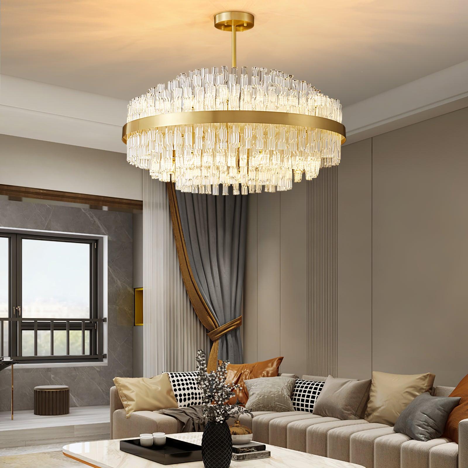 Gold & Clear Rod Chandelier - Letslighting