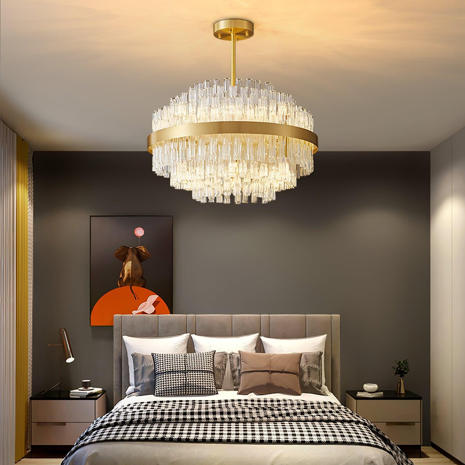 Gold & Clear Rod Chandelier - Letslighting