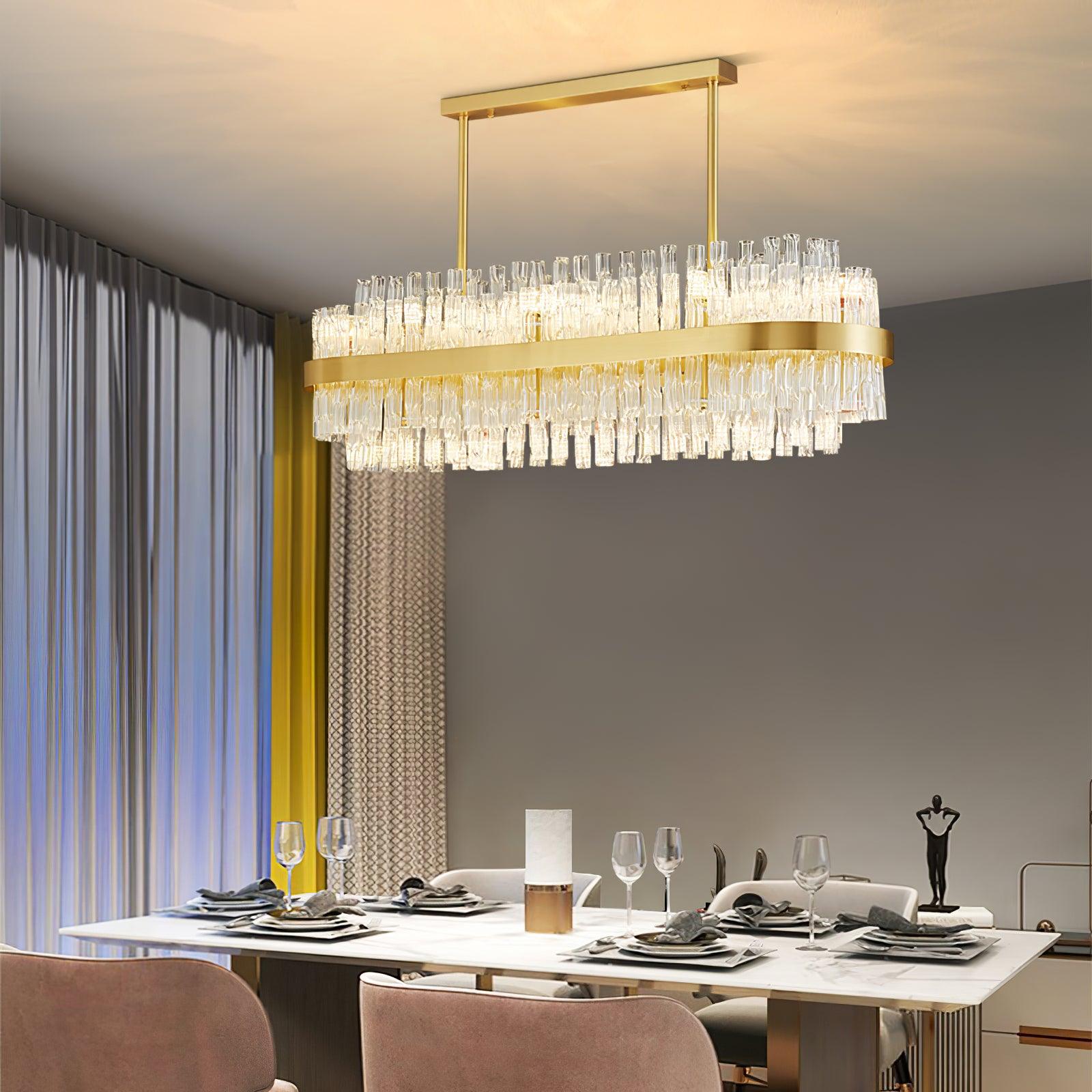 Gold & Clear Rod Chandelier - Letslighting