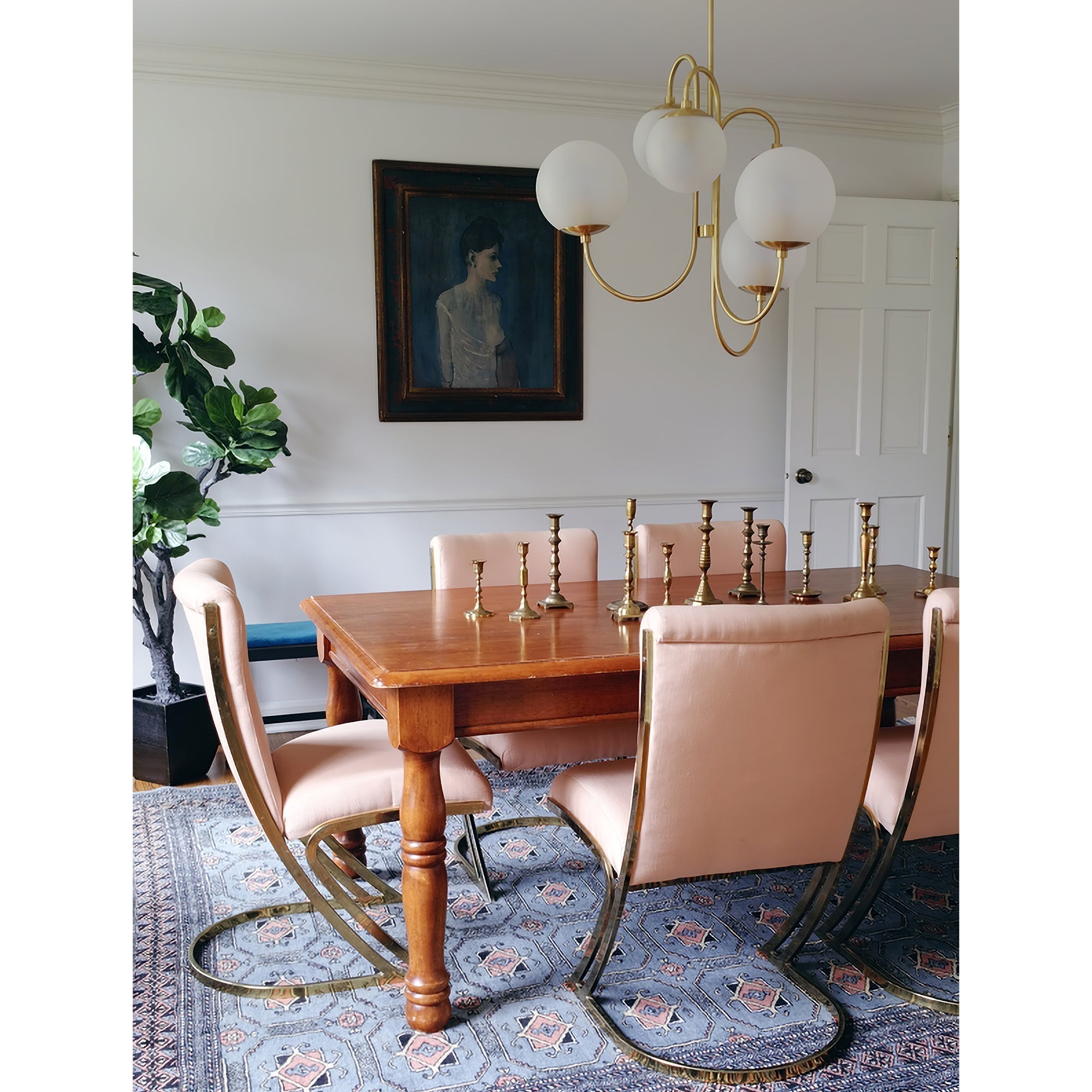 Zathaor Individual Creativity Metal Glass Chandelier - Lamp Copper