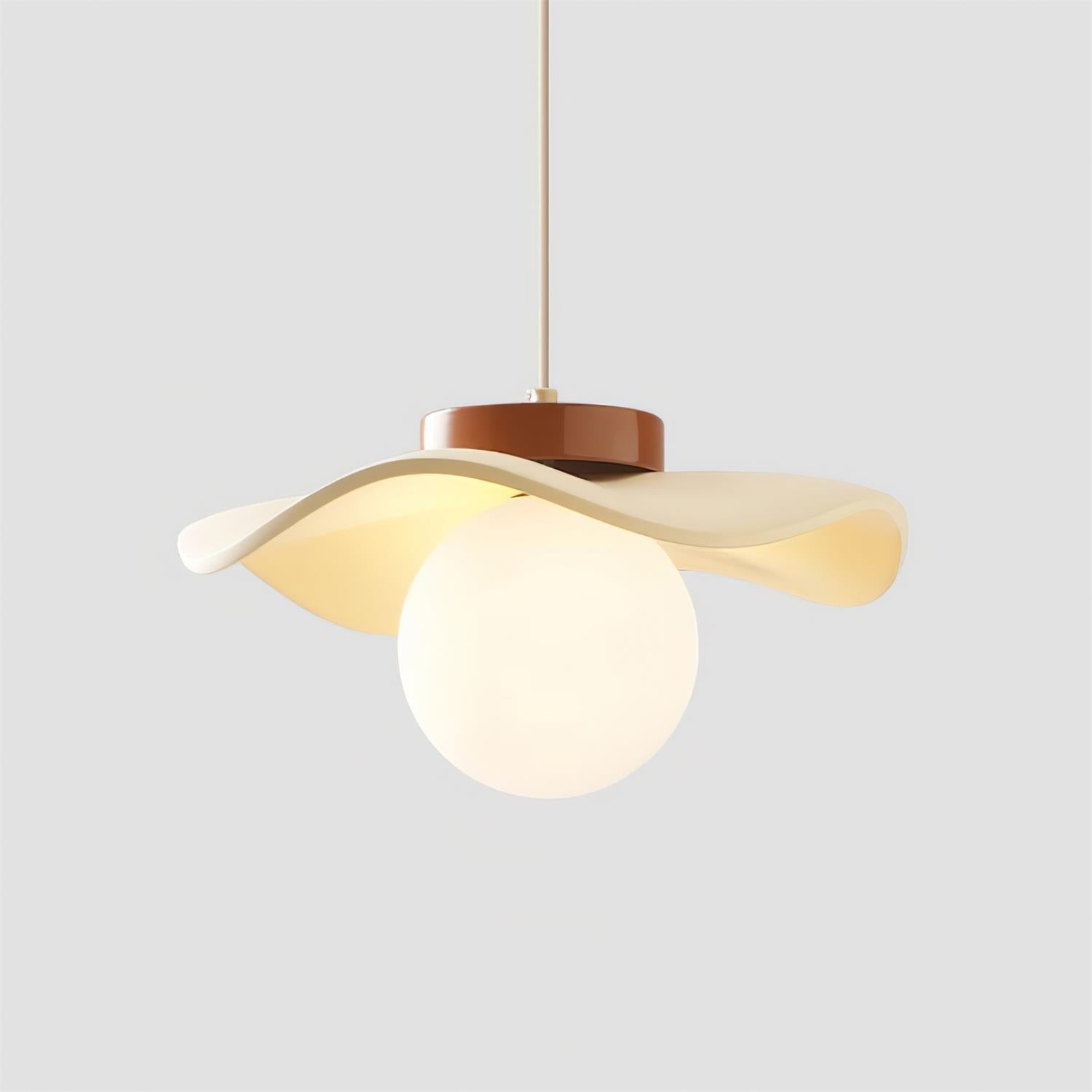 Pendant Lamp Glass and Metal Wavy Shade Sculptural Minimalist Accent - Letslighting
