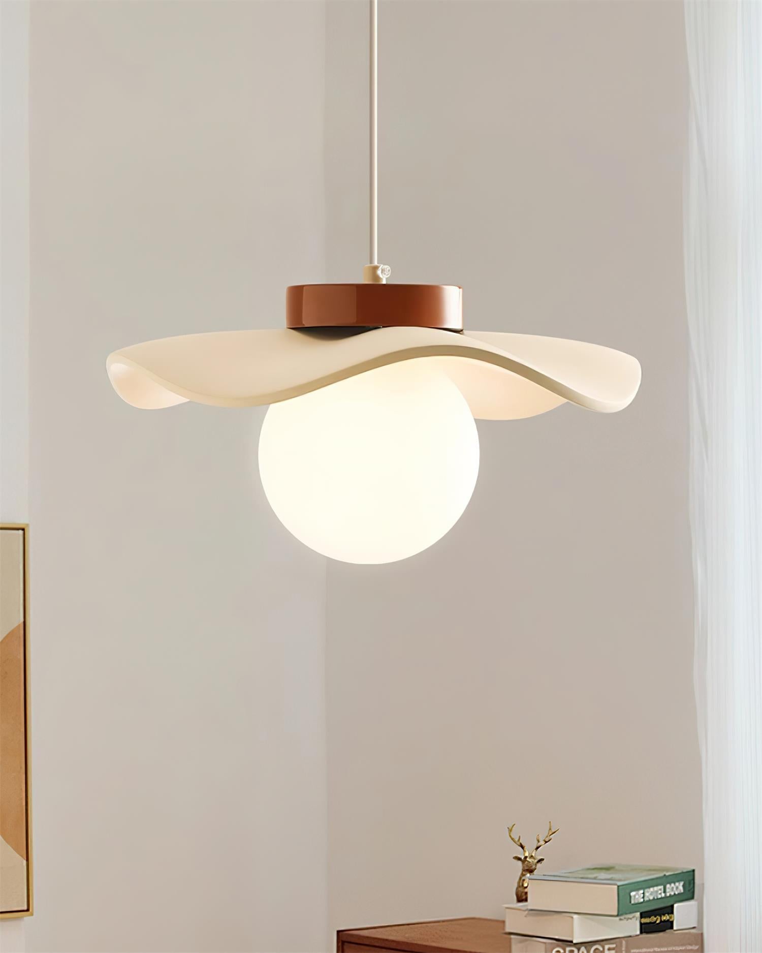 Pendant Lamp Glass and Metal Wavy Shade Sculptural Minimalist Accent - Letslighting