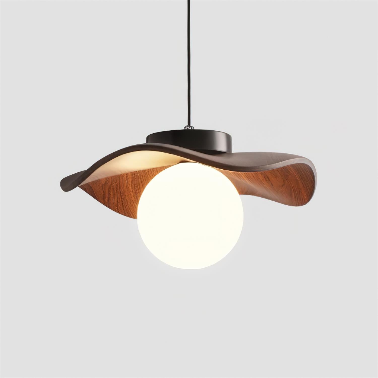 Pendant Lamp Glass and Metal Wavy Shade Sculptural Minimalist Accent - Letslighting