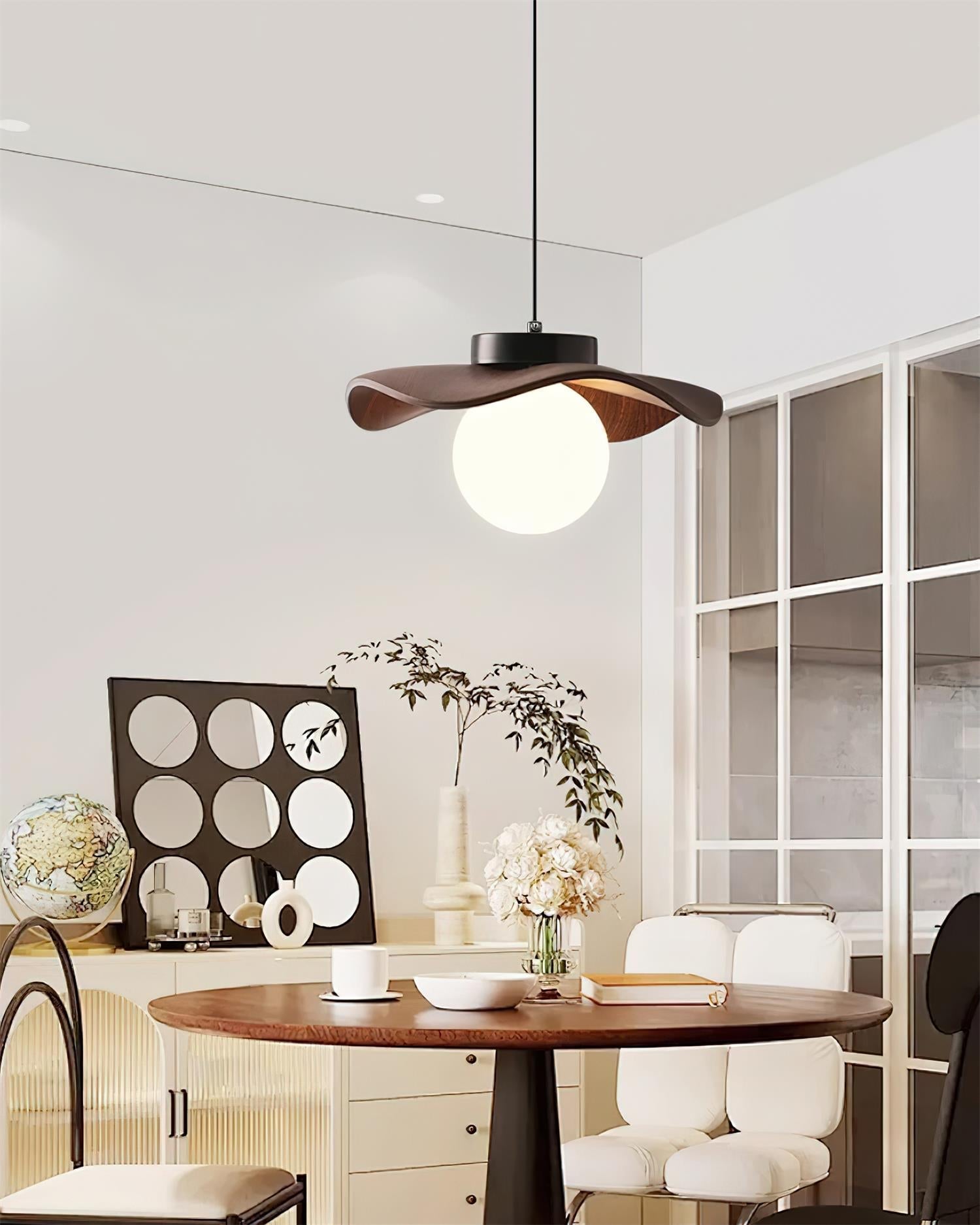 Pendant Lamp Glass and Metal Wavy Shade Sculptural Minimalist Accent - Letslighting