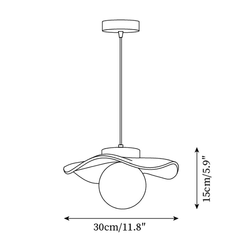Pendant Lamp Glass and Metal Wavy Shade Sculptural Minimalist Accent - Letslighting
