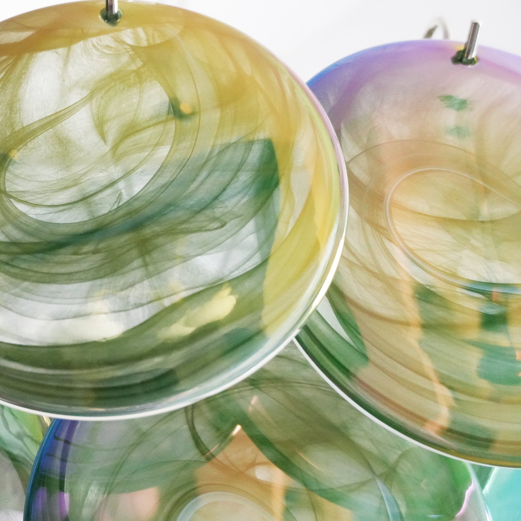 Aurora Chandelier Green Murano Glass Disc - Letslighting