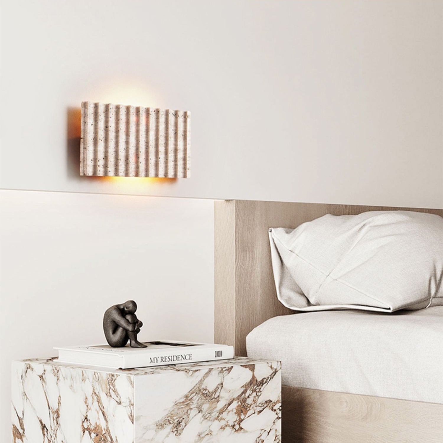Othaus Modern Minimalist Beige Travertine Wall Lamp - Lamp Copper