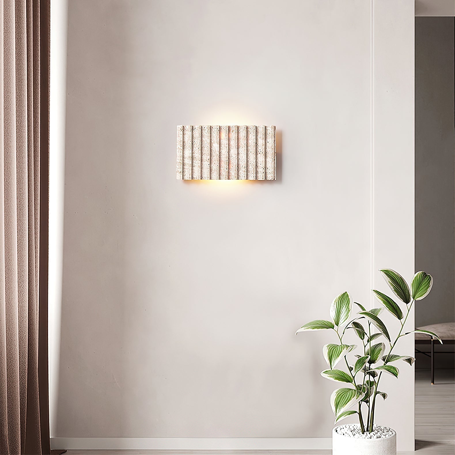 Othaus Modern Minimalist Beige Travertine Wall Lamp - Lamp Copper