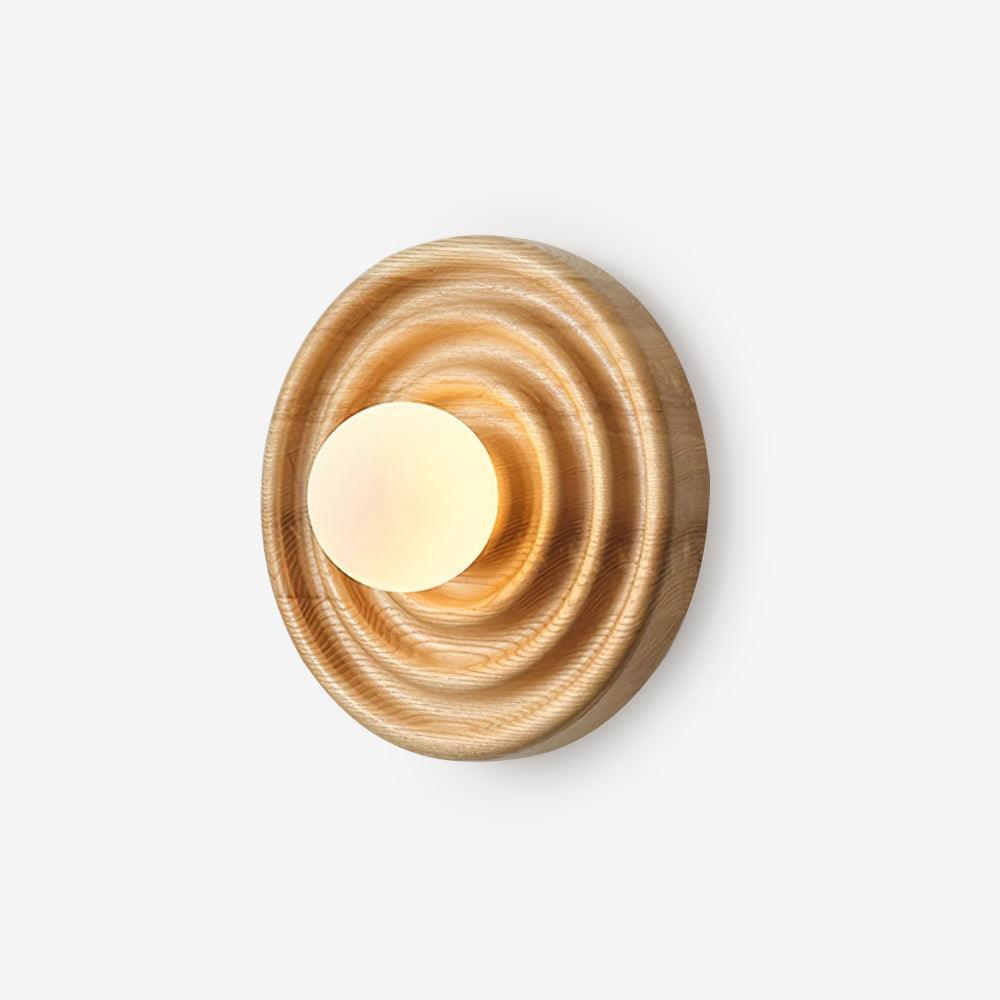 Wall Lamp Ripple with Ash Wood Body and Glass Globe Shade - Letslighting