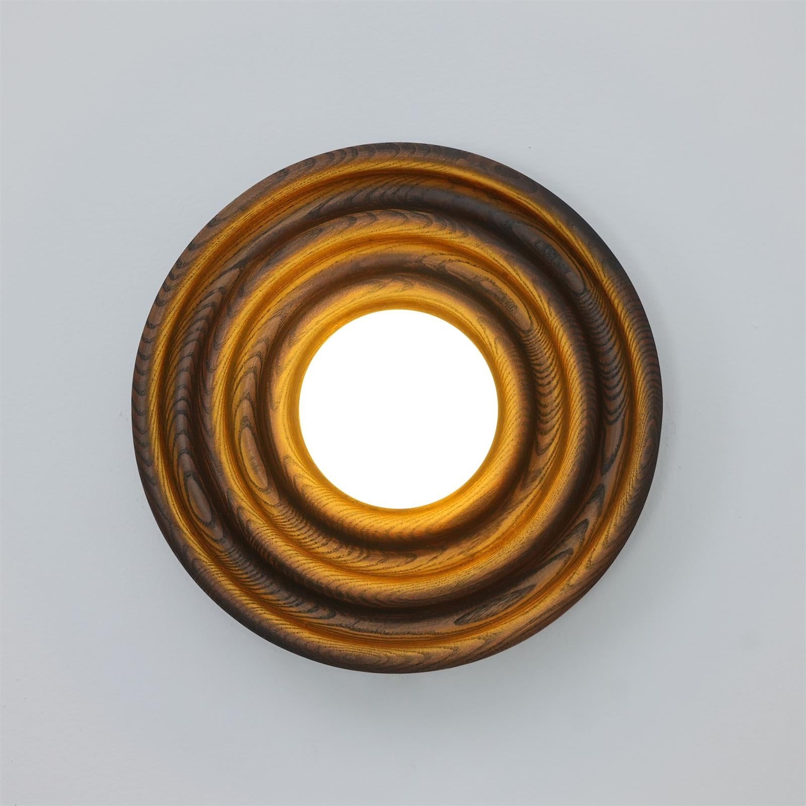 Wall Lamp Ripple with Ash Wood Body and Glass Globe Shade - Letslighting