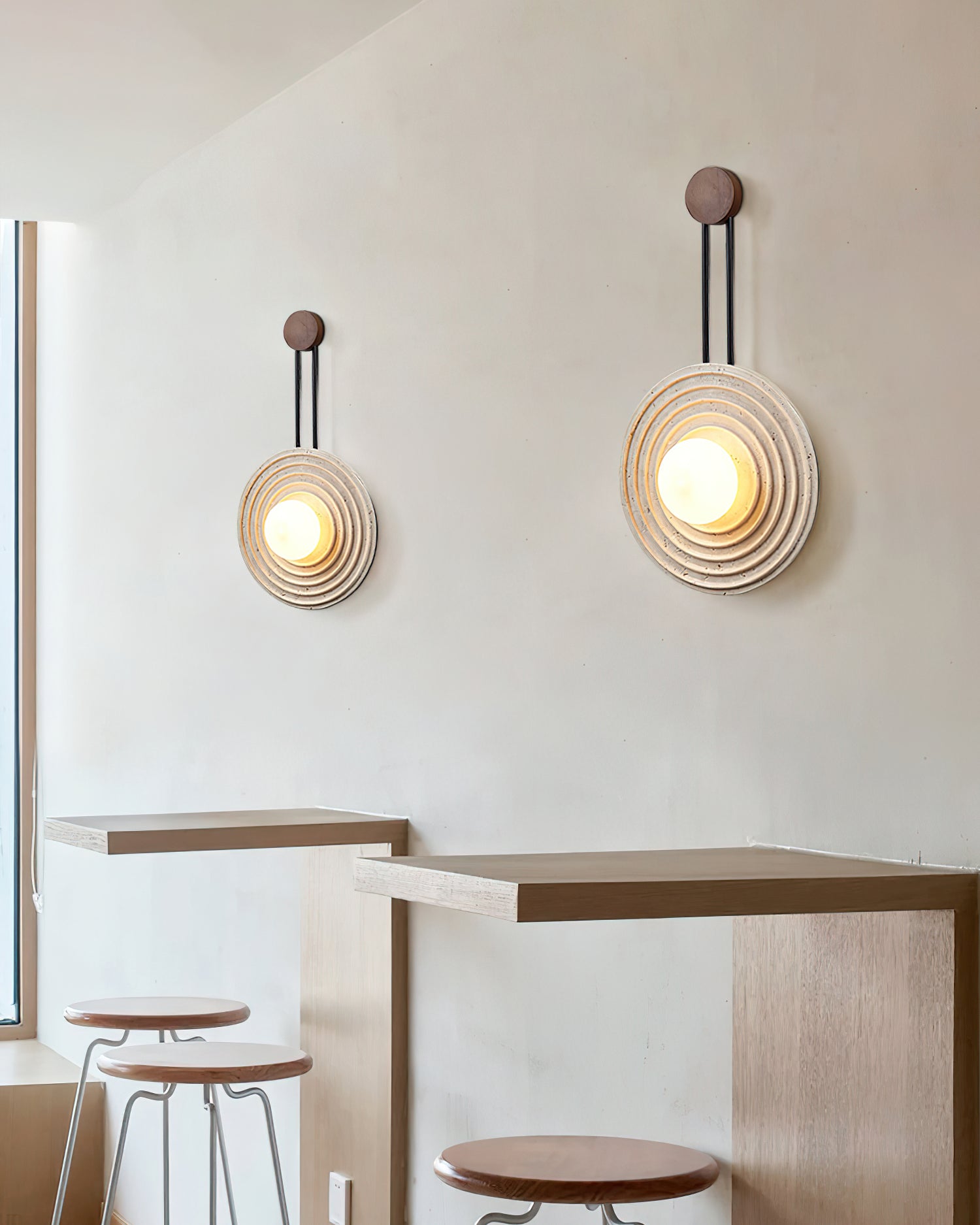 Isoror Spiral-Ring Travertine Wall Light - Letslighting