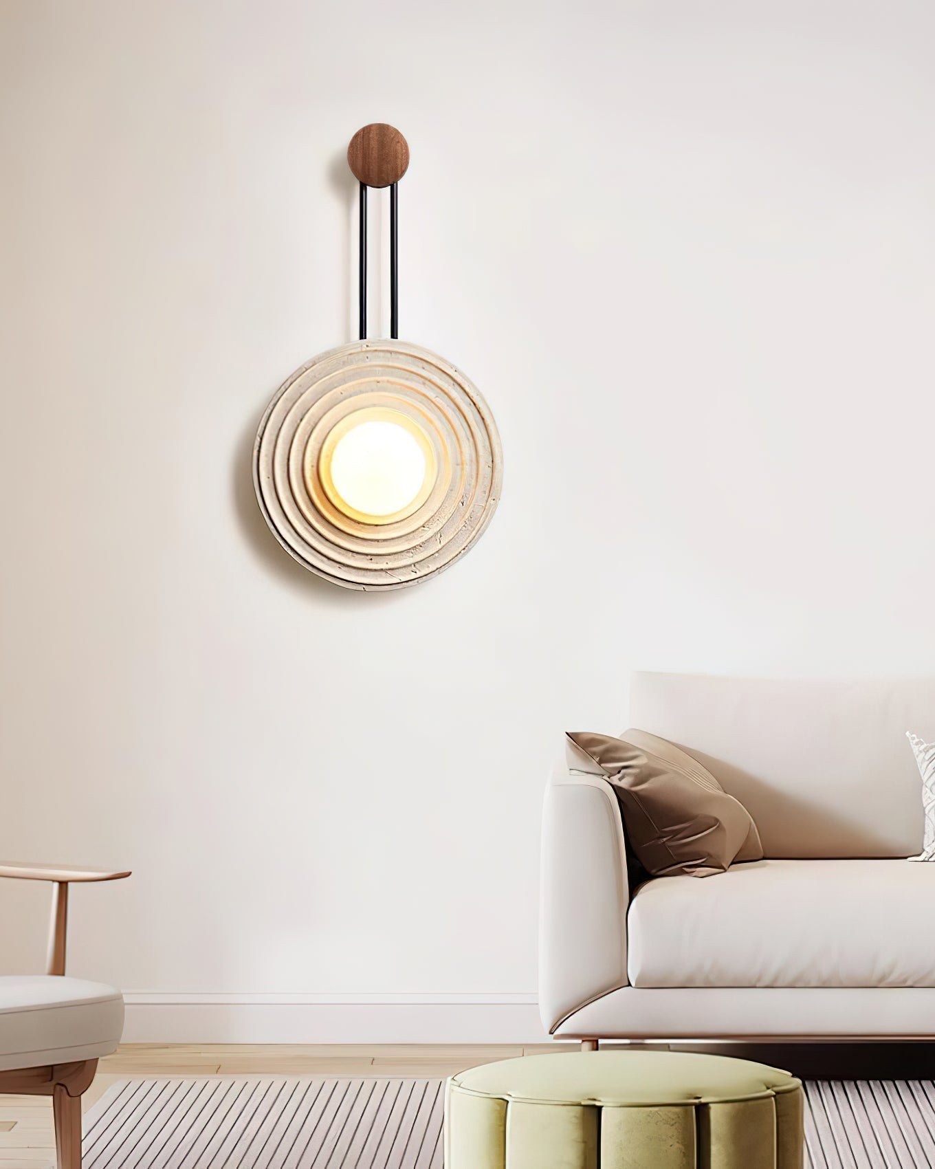 Isoror Spiral-Ring Travertine Wall Light - Letslighting