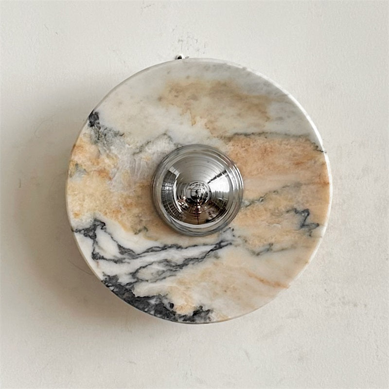 Alter Modern Minimalist Round Marble Metal Sconce Wall Lamp - Lamp Copper