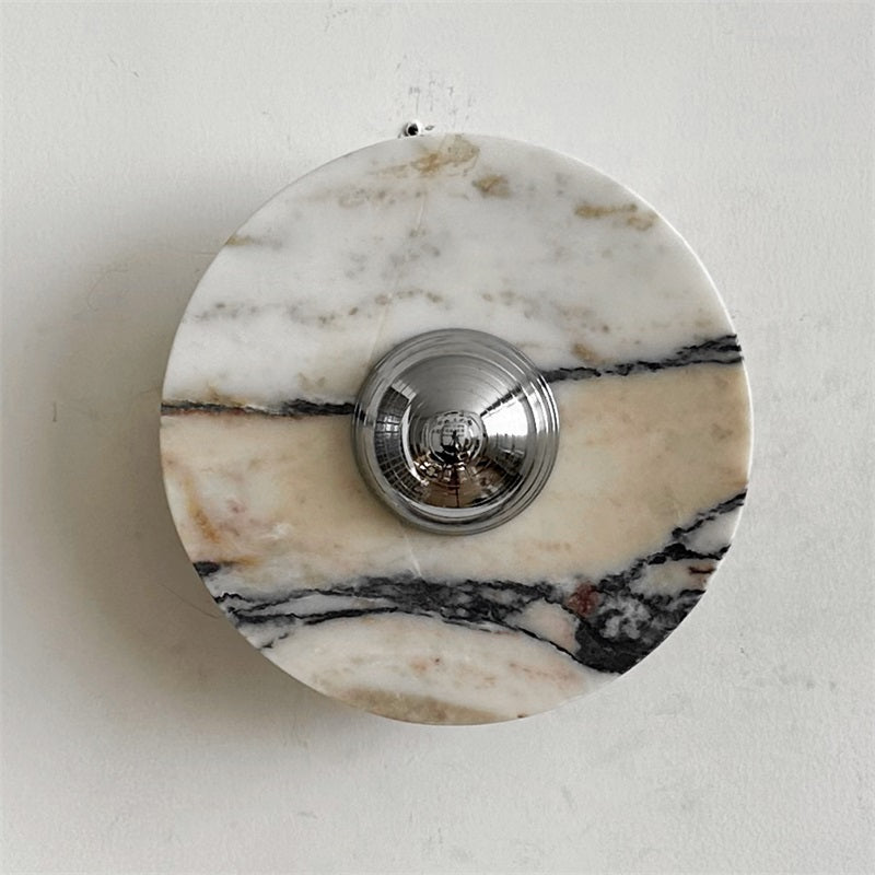Alter Modern Minimalist Round Marble Metal Sconce Wall Lamp - Lamp Copper