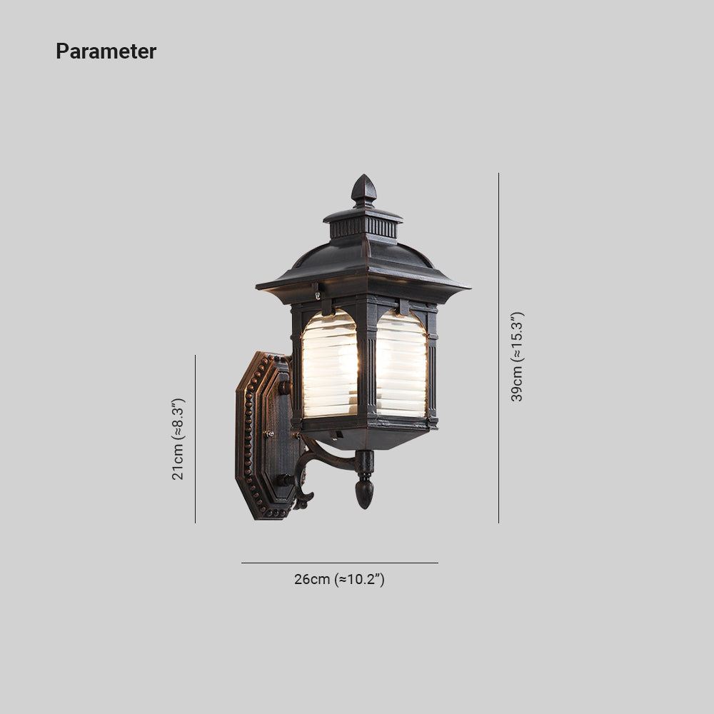 Ray Vintage Exterior Pared Lámpara Metal Cristal Pasillo Patio