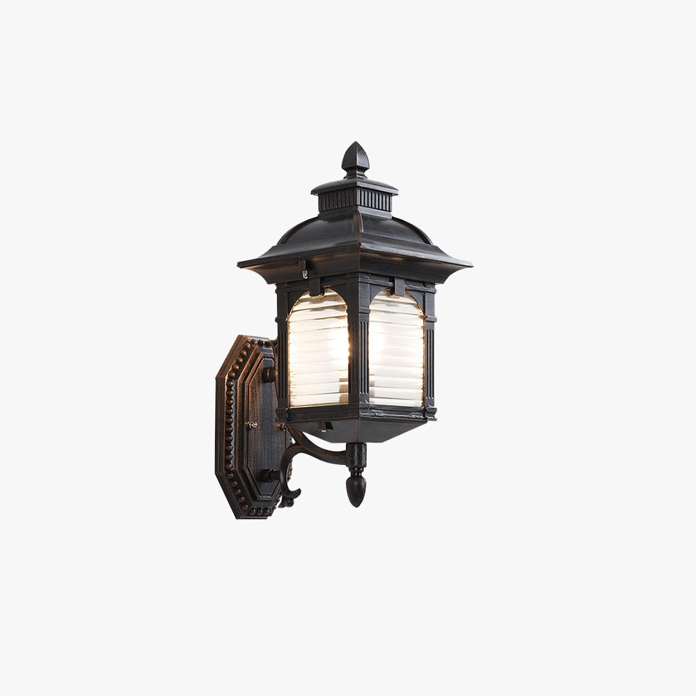Ray Vintage Exterior Pared Lámpara Metal Cristal Pasillo Patio