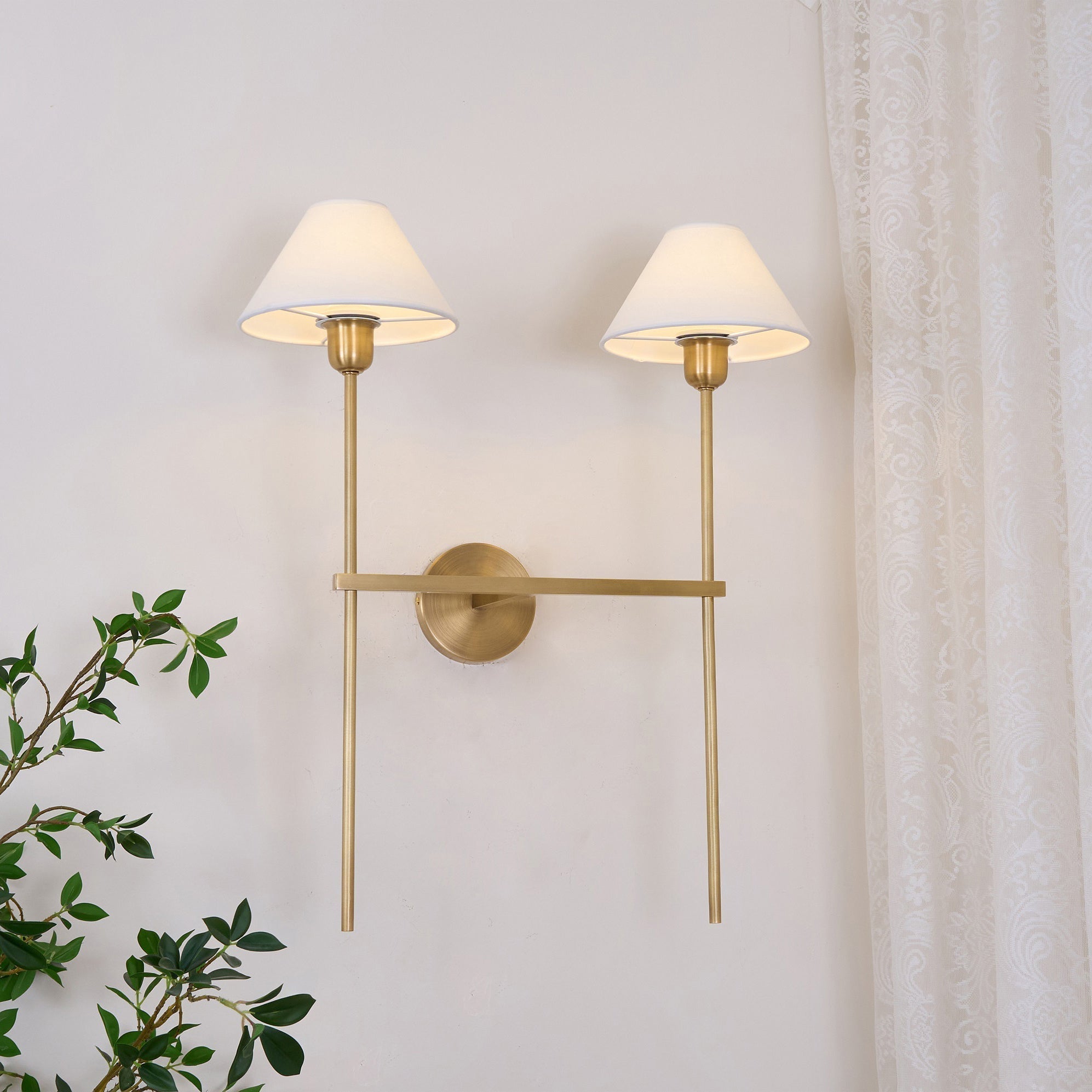 Zosilara Vintage Industrial Brass Fabric Sconce Wall Lamp - Lamp Copper