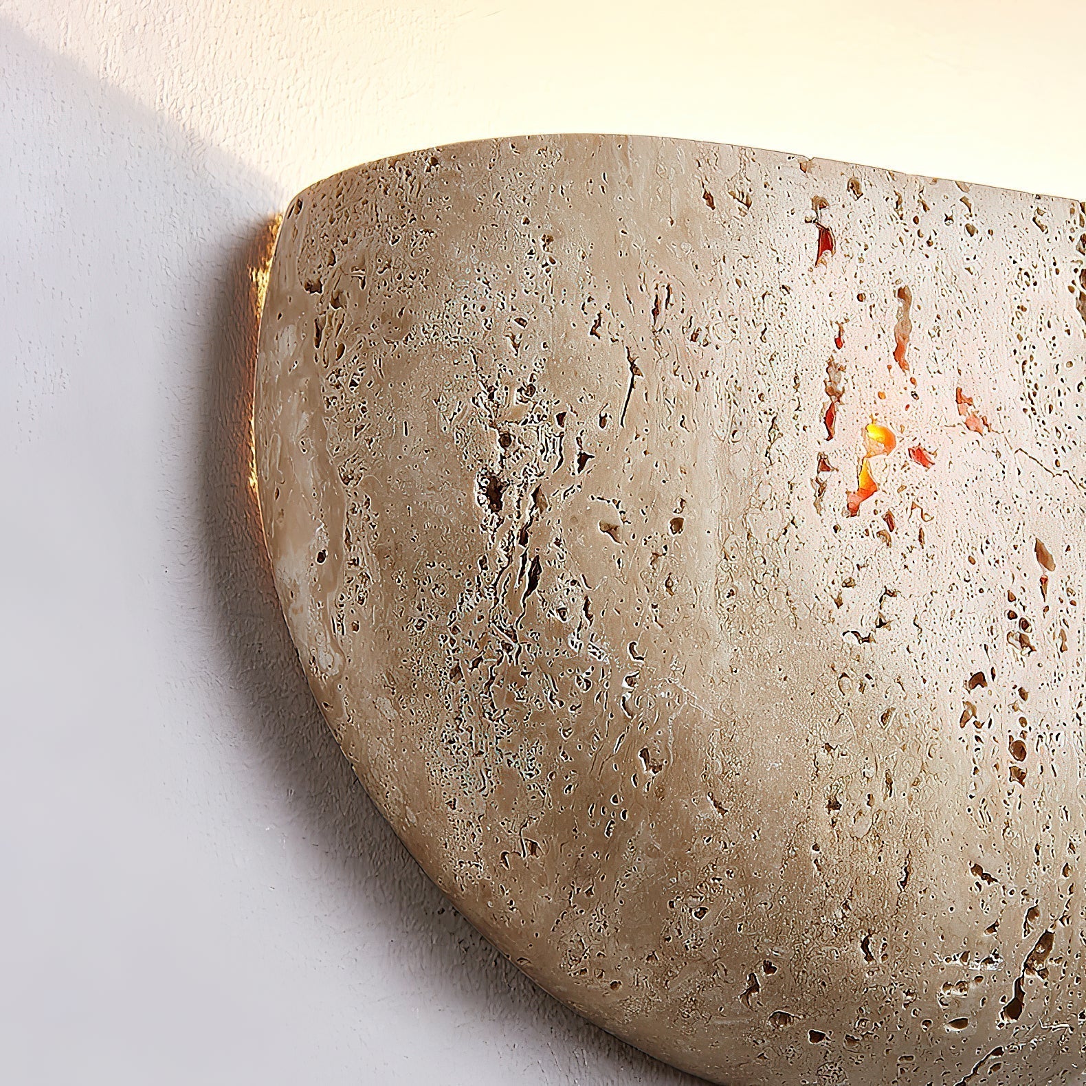 Cuvenarae Modern Minimalist Moon Travertine Wall Lamp - Lamp Copper