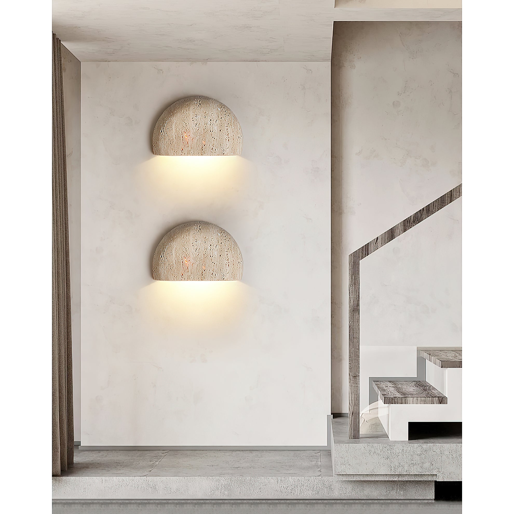 Cuvenarae Modern Minimalist Moon Travertine Wall Lamp - Lamp Copper