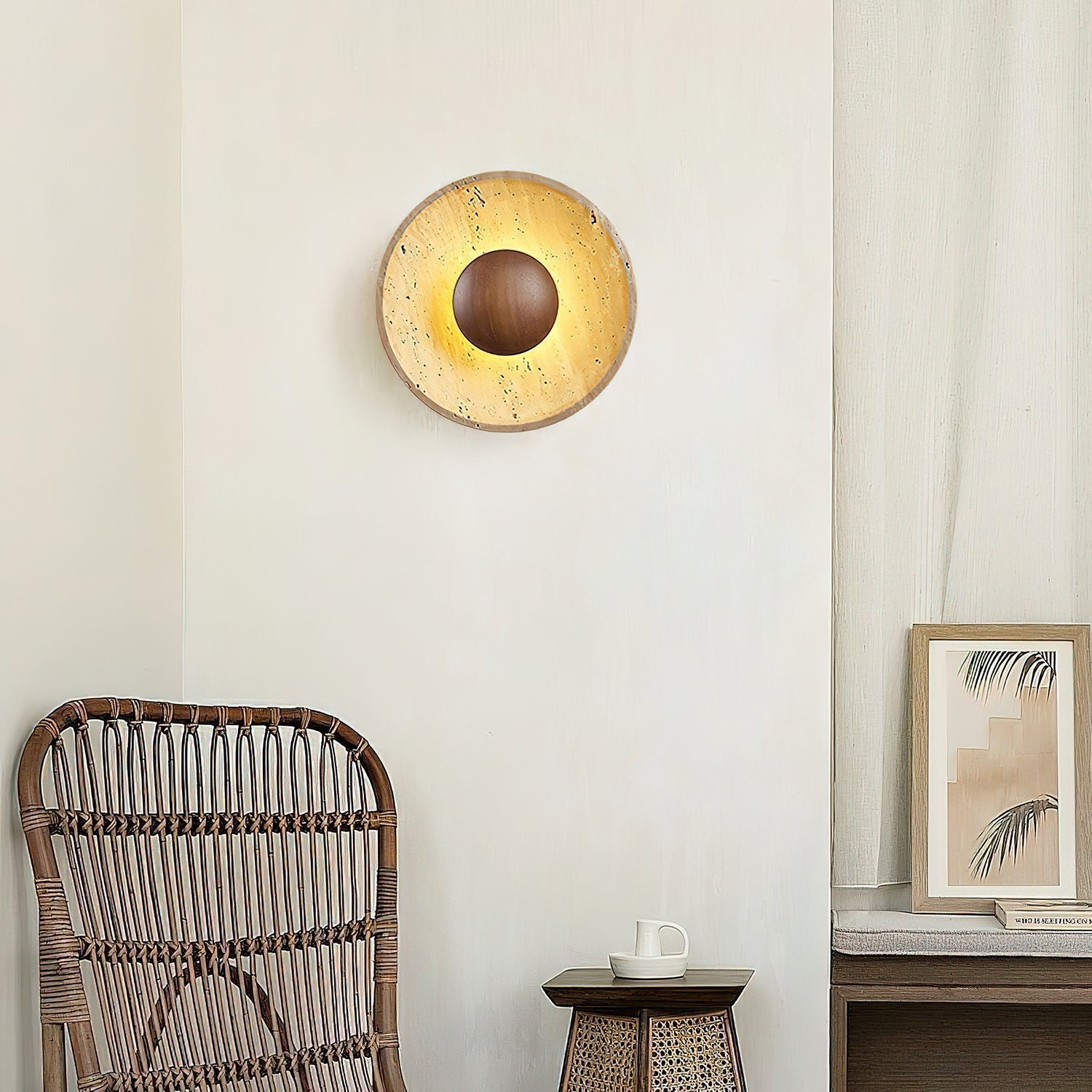 Ritta Lámpara de Pared Sun de Travertino