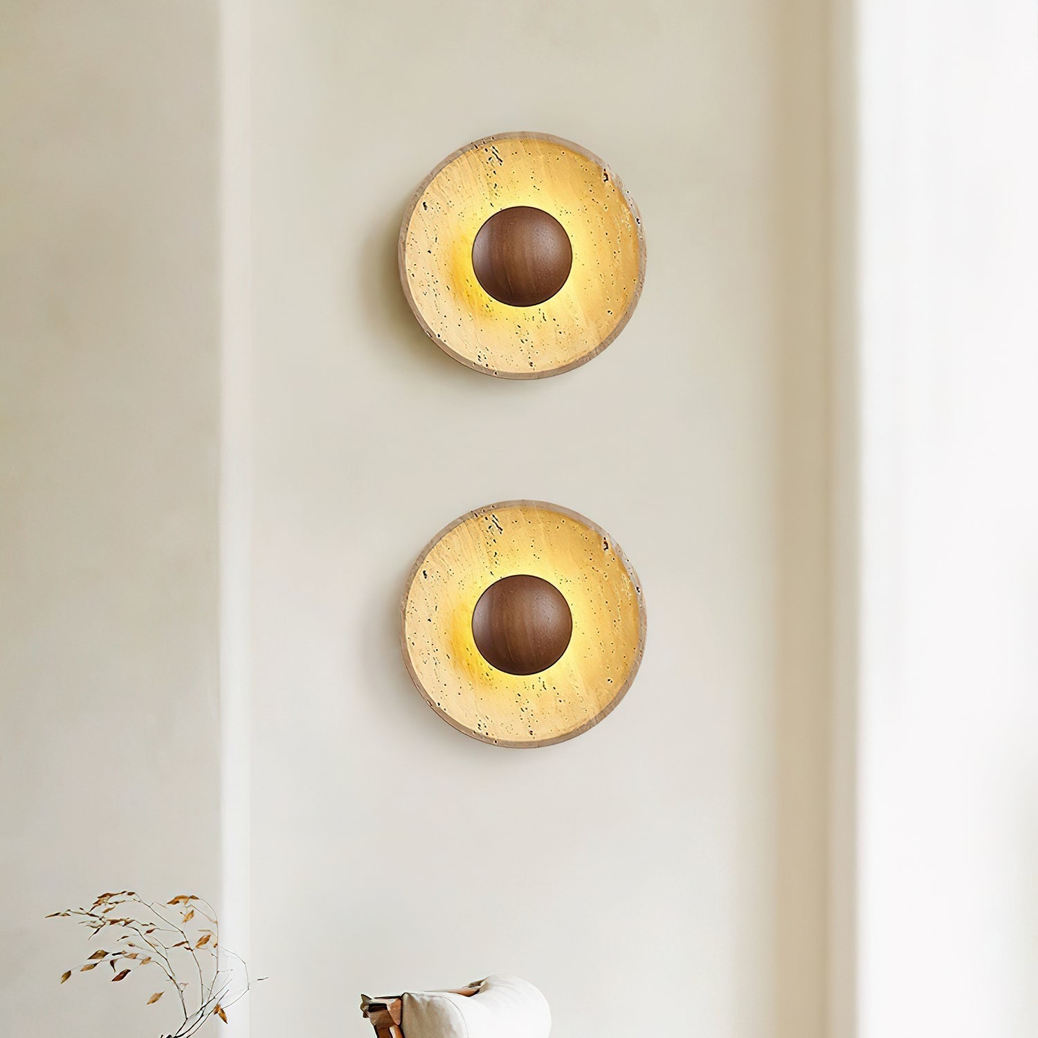 Ritta Lámpara de Pared Sun de Travertino