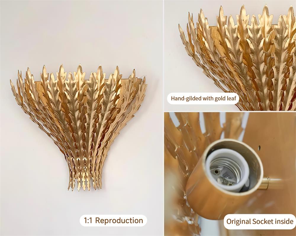 Wall Light Handmade Leaf Motif Metal Body Elegant Sconce - Letslighting