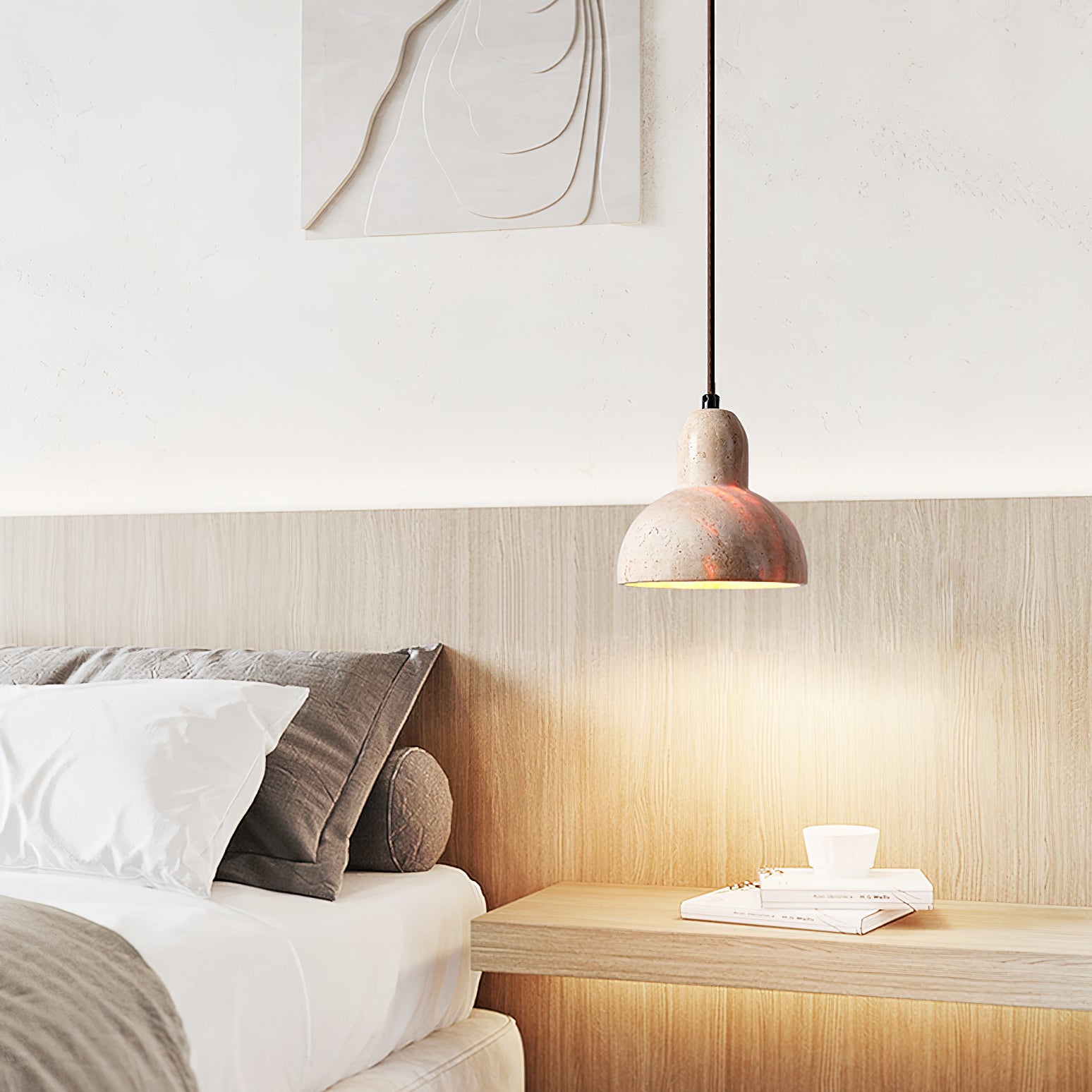 Vaelior Dome Shade Travertine Pendant Light - Letslighting
