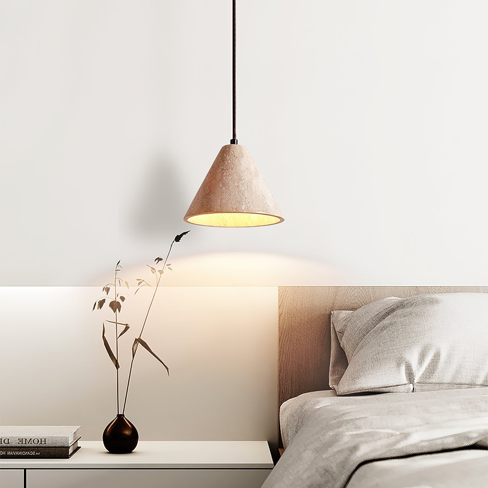 Vaelior Dome Shade Travertine Pendant Light - Letslighting