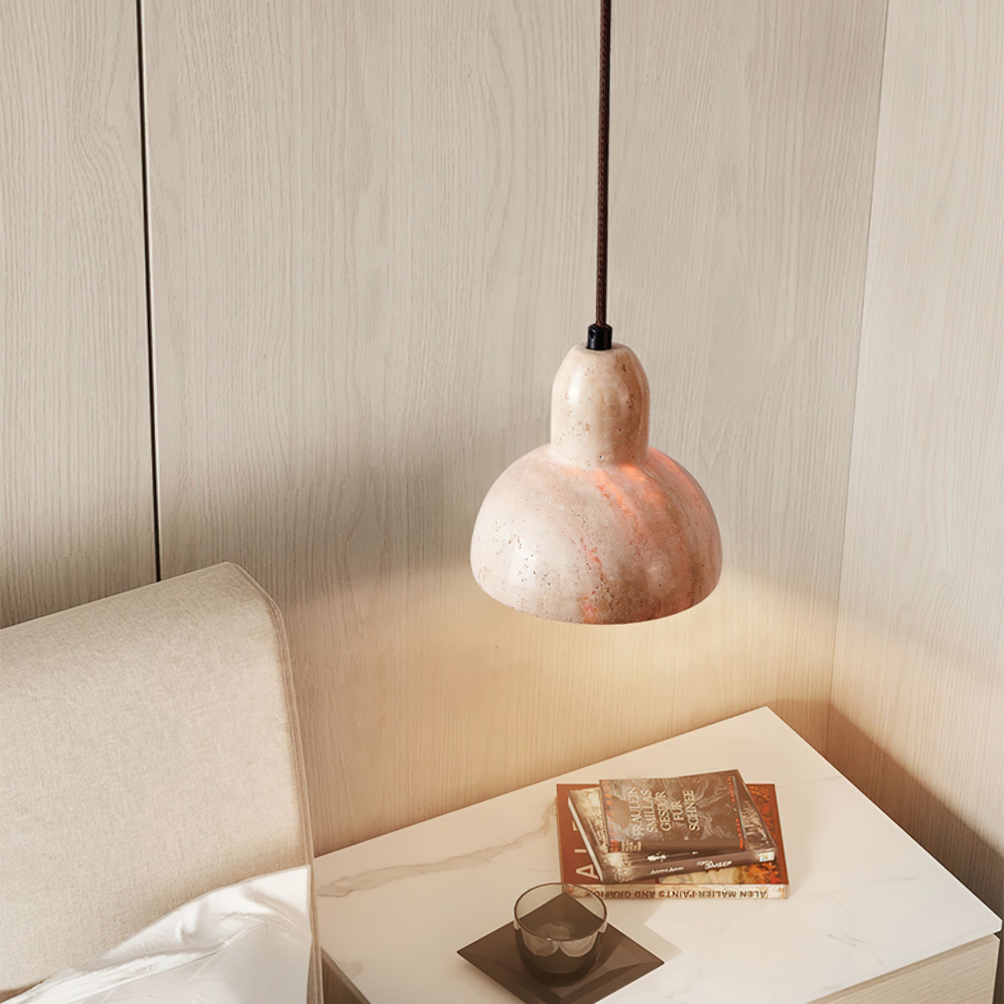Vaelior Dome Shade Travertine Pendant Light - Letslighting