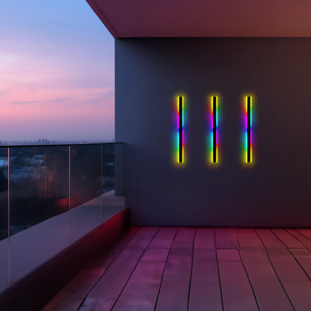 Ray Minimalista Lineal Metal Acrílico Aplique de Pared Exterior Negro