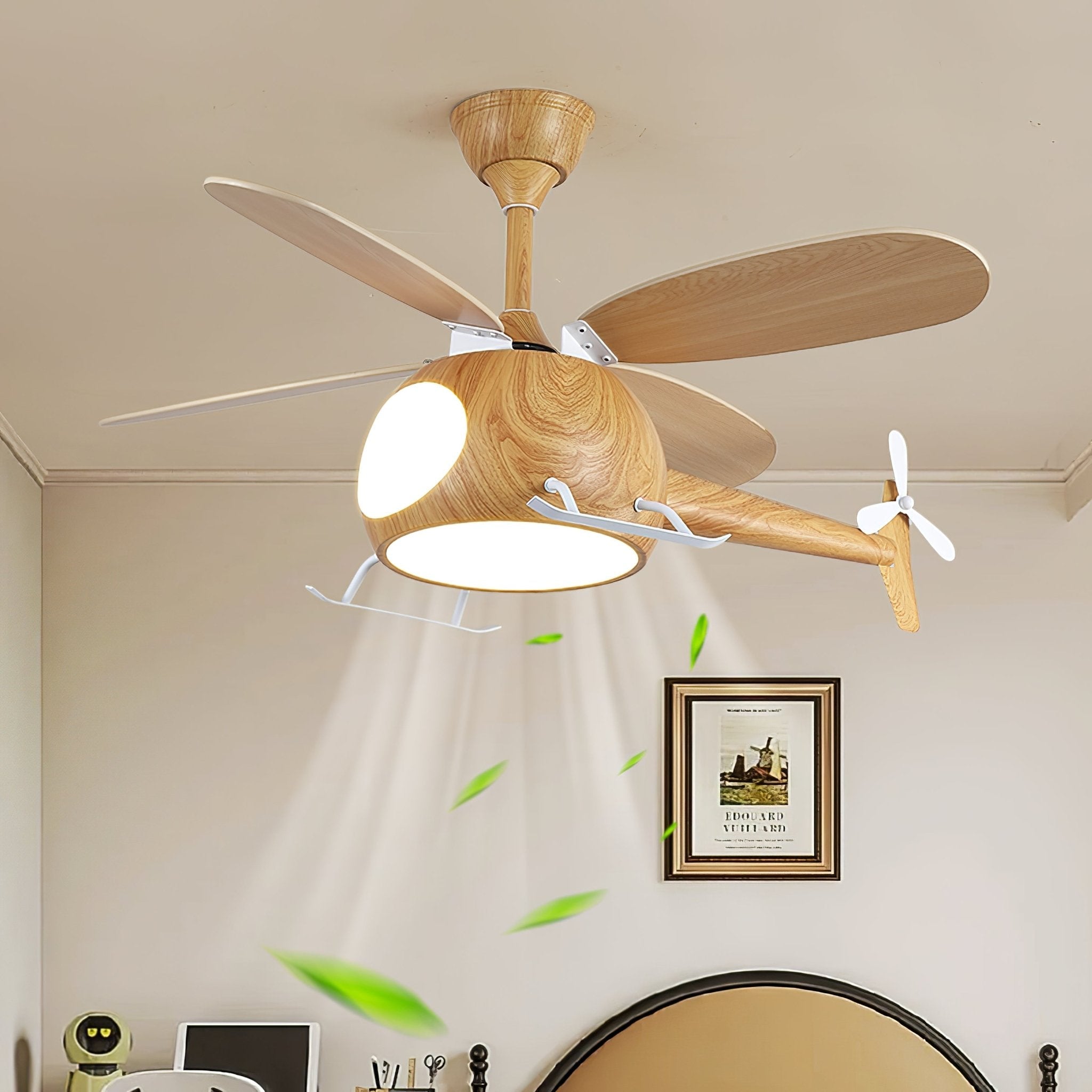 Detalle de las aspas de ABS del ventilador de techo Aviara