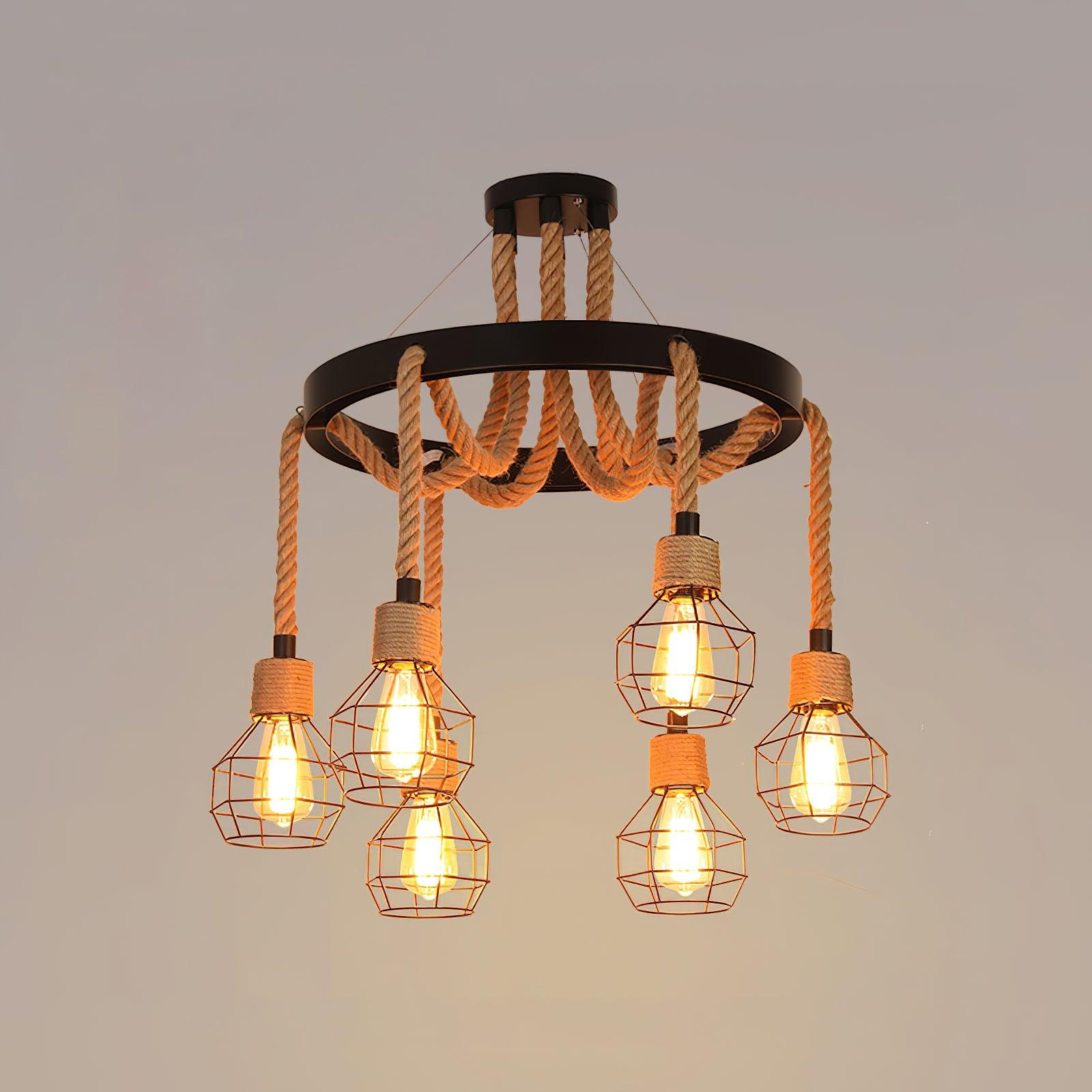 Hemp Rope Industrial Starfall Chandelier - Letslighting