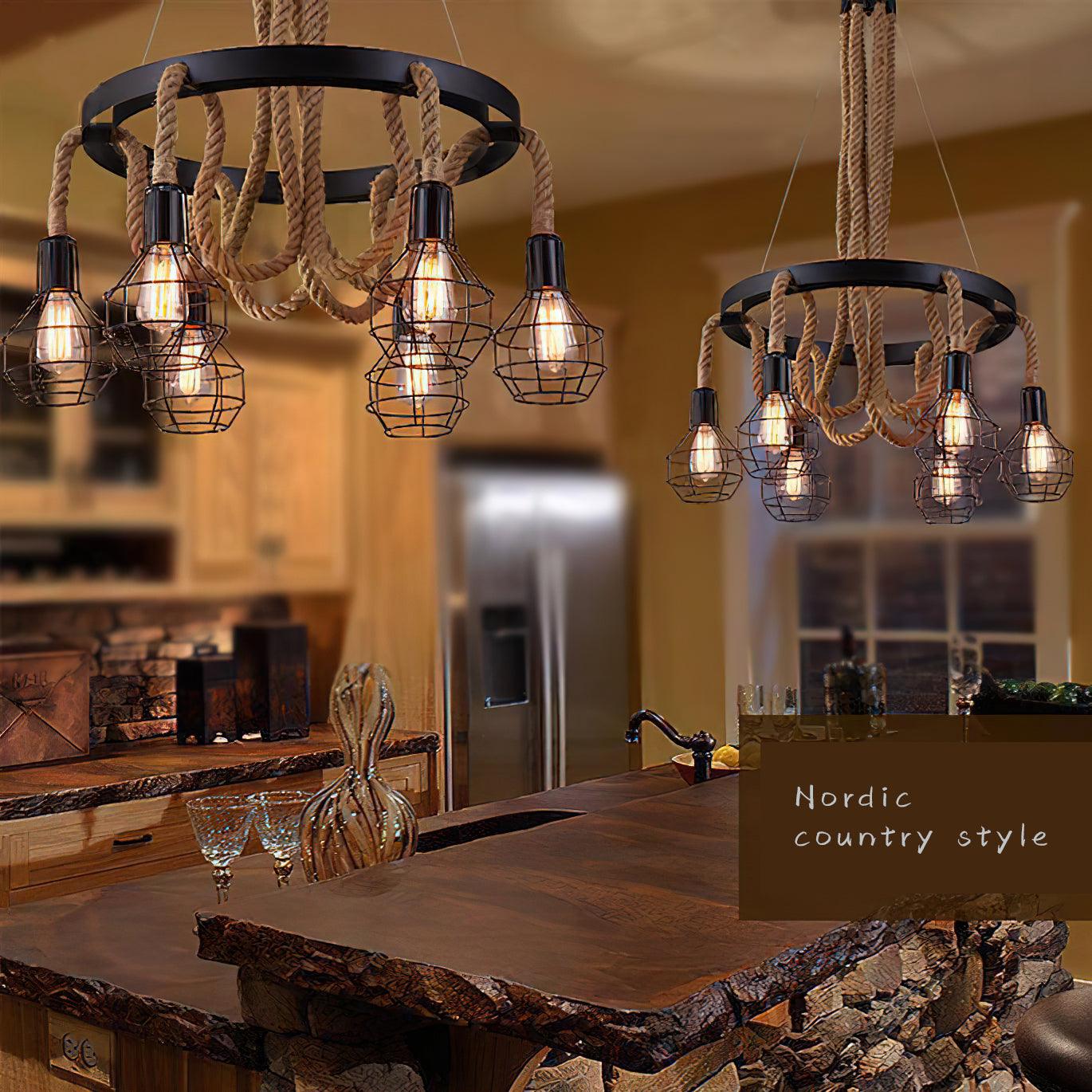 Hemp Rope Industrial Starfall Chandelier - Letslighting