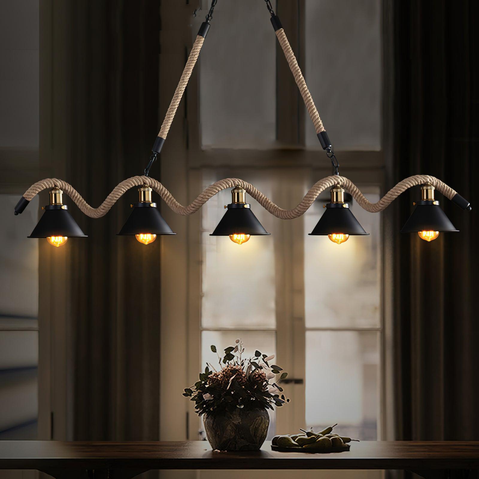 Hemp Rope Industrial Wave Chandelier - Letslighting