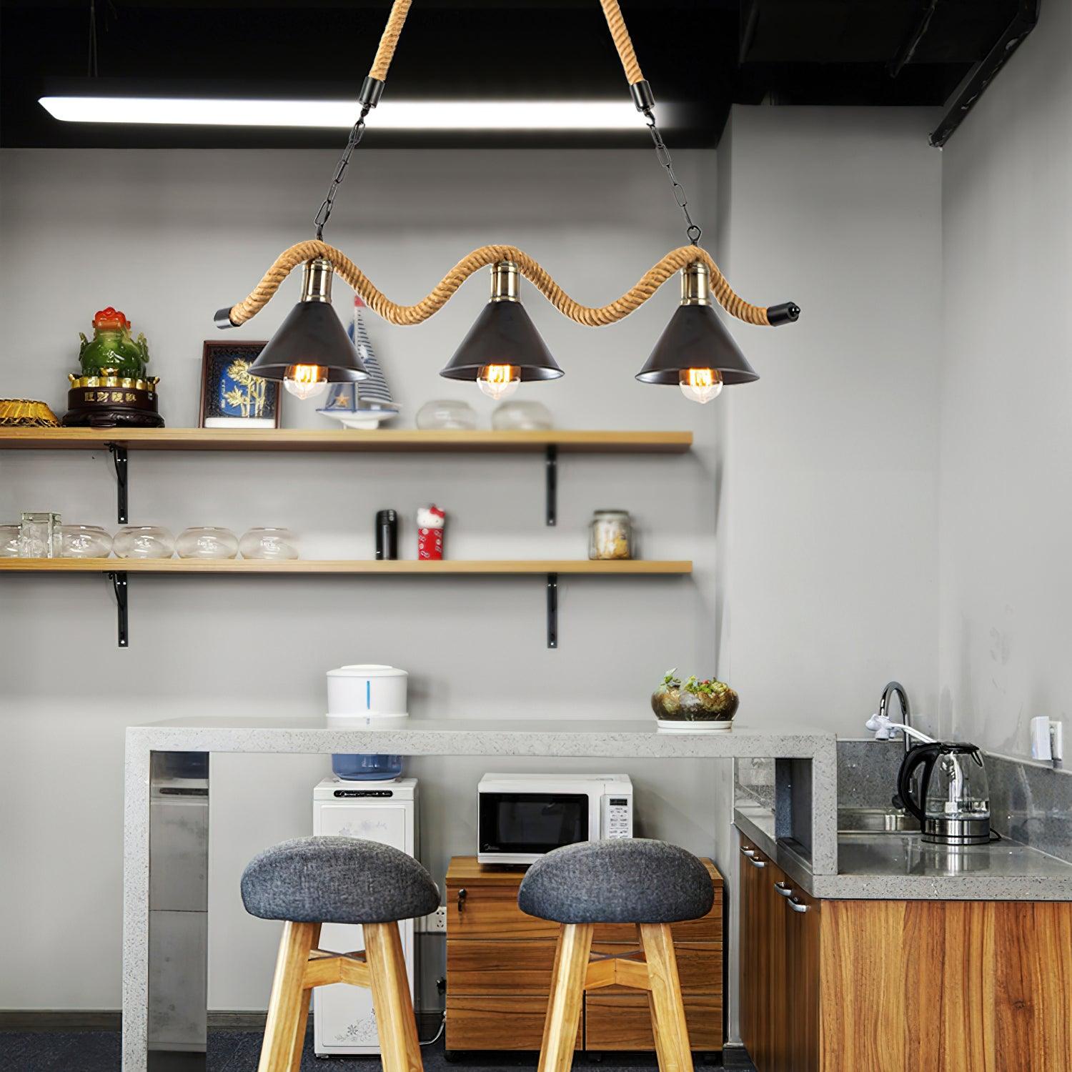 Hemp Rope Industrial Wave Chandelier - Letslighting