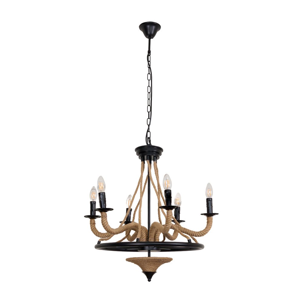 Hemp Rope Industrial Large Wheel Chandelier - Letslighting