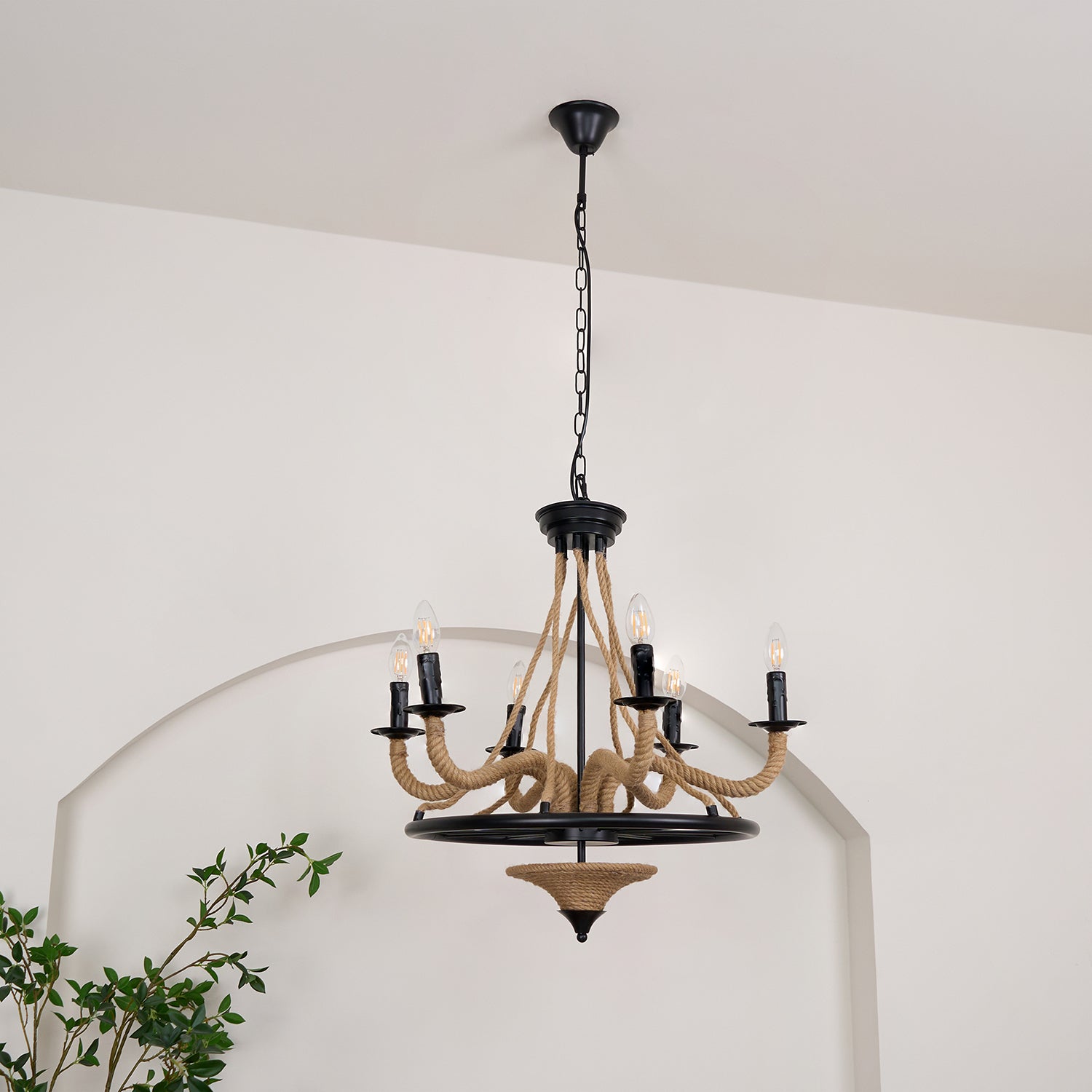 Hemp Rope Industrial Large Wheel Chandelier - Letslighting
