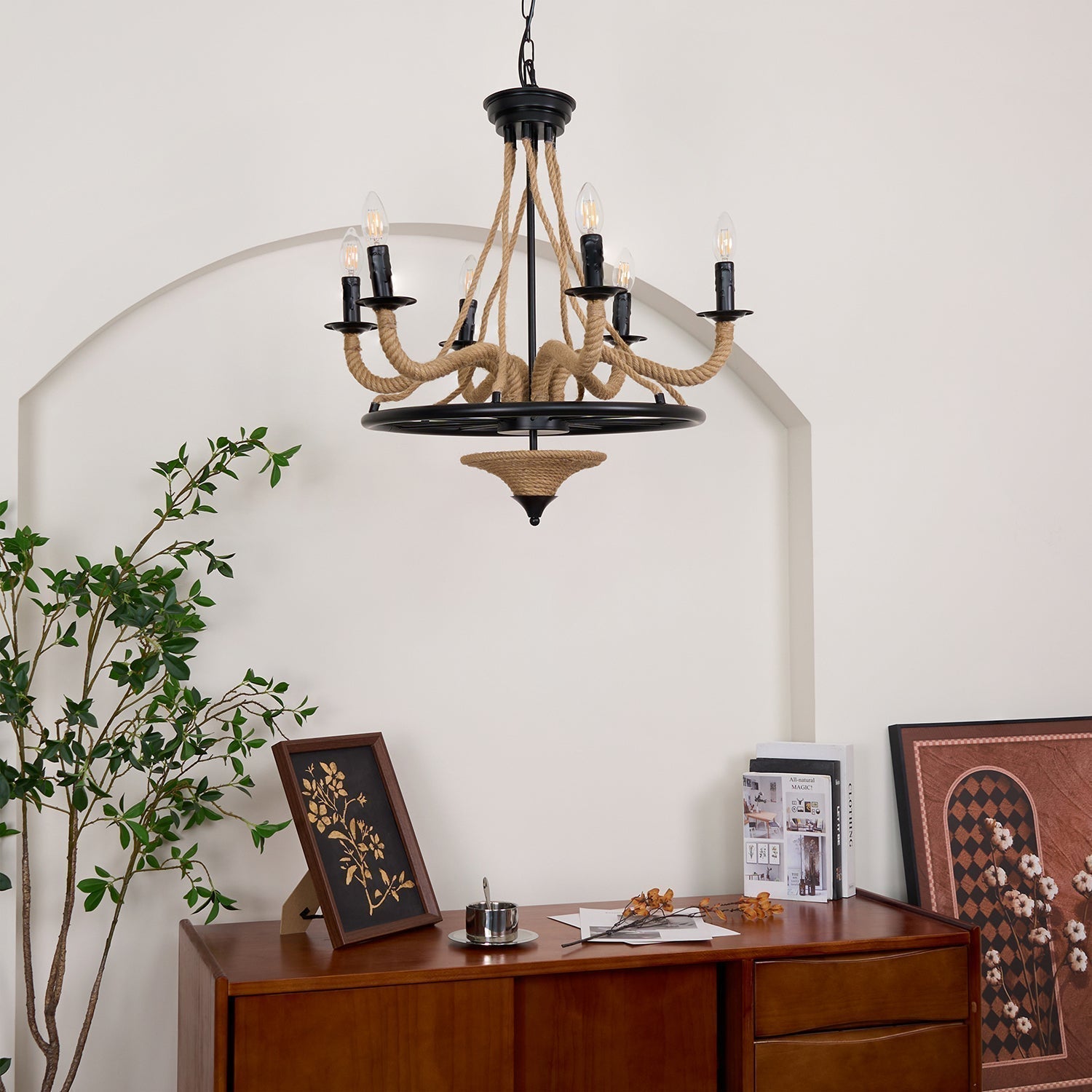 Hemp Rope Industrial Large Wheel Chandelier - Letslighting
