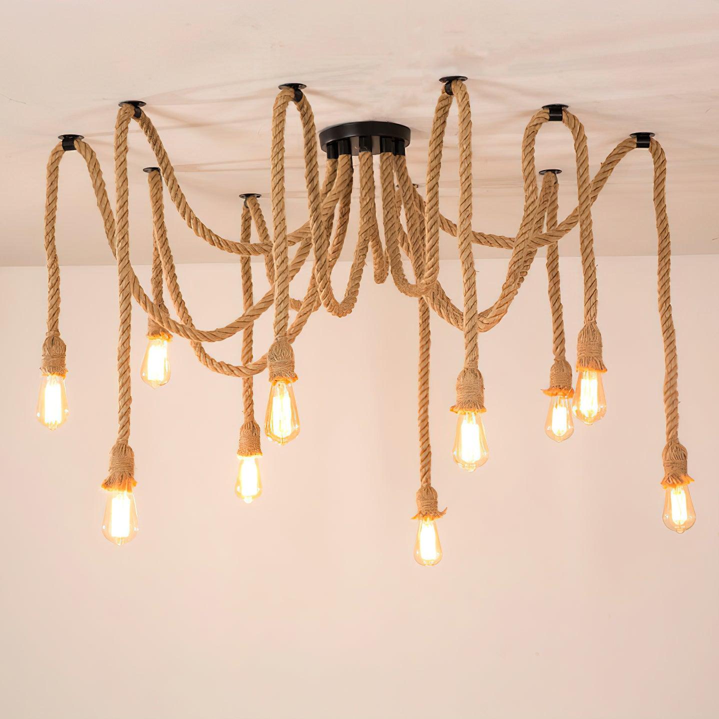 Hemp Rope Scattered Flower Chandelier - Letslighting